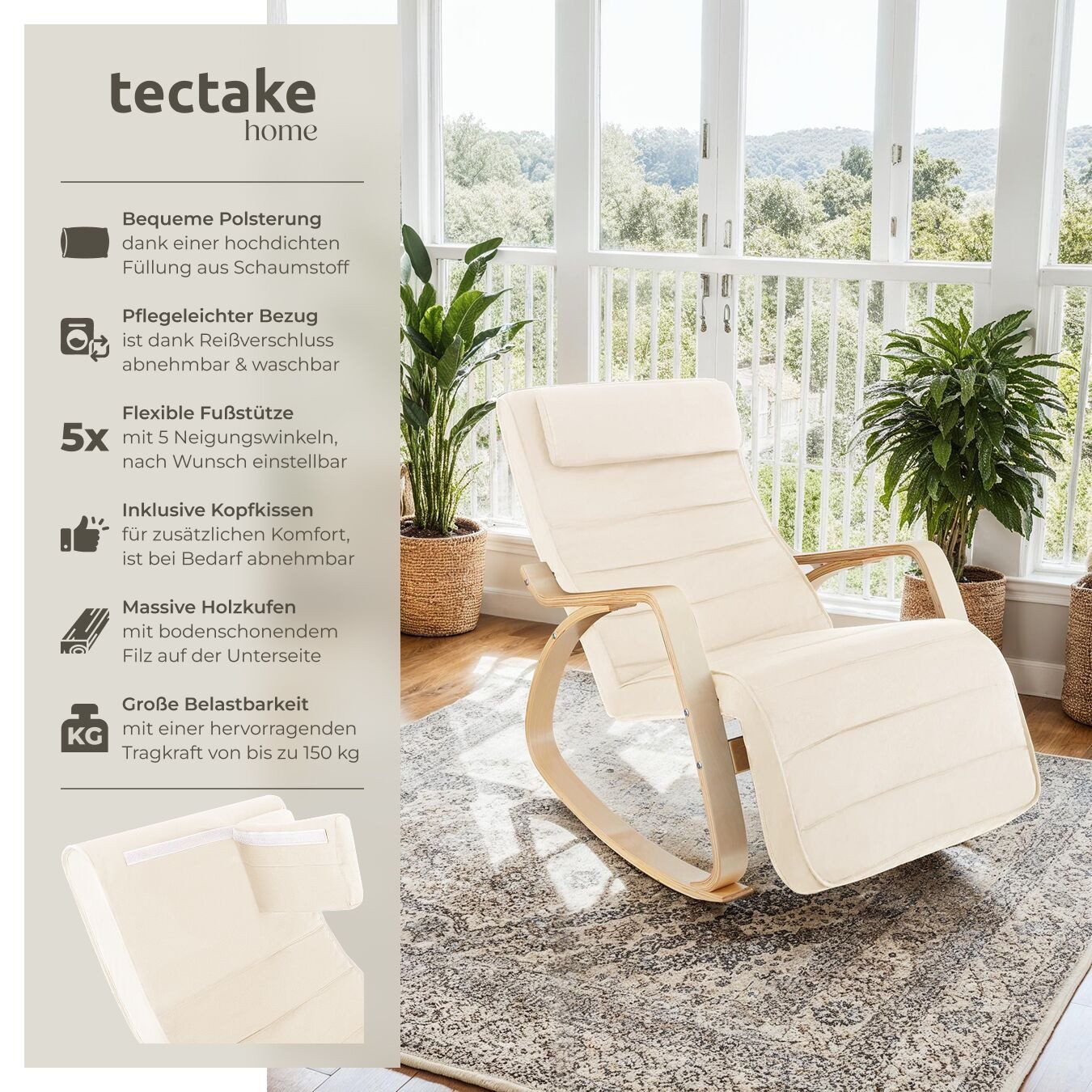 tectake Schaukelstuhl Relaxsessel Onda (Set, 1 St), Robuste Konstruktion mi günstig online kaufen