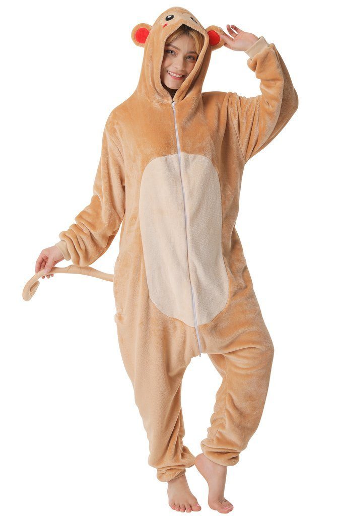 Corimori Partyanzug Erwachsenen Onesie Kostüm in den Größen 150-190cm, Jumpsuit, Pyjama, Fasching, Kigurumi, Tierkostüme, Affe "Louis"
