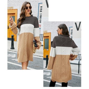 AFAZ New Trading UG Strickkleid Damen Pulloverkleid lockerer langer Pullover Langarm Etuikleid kleid