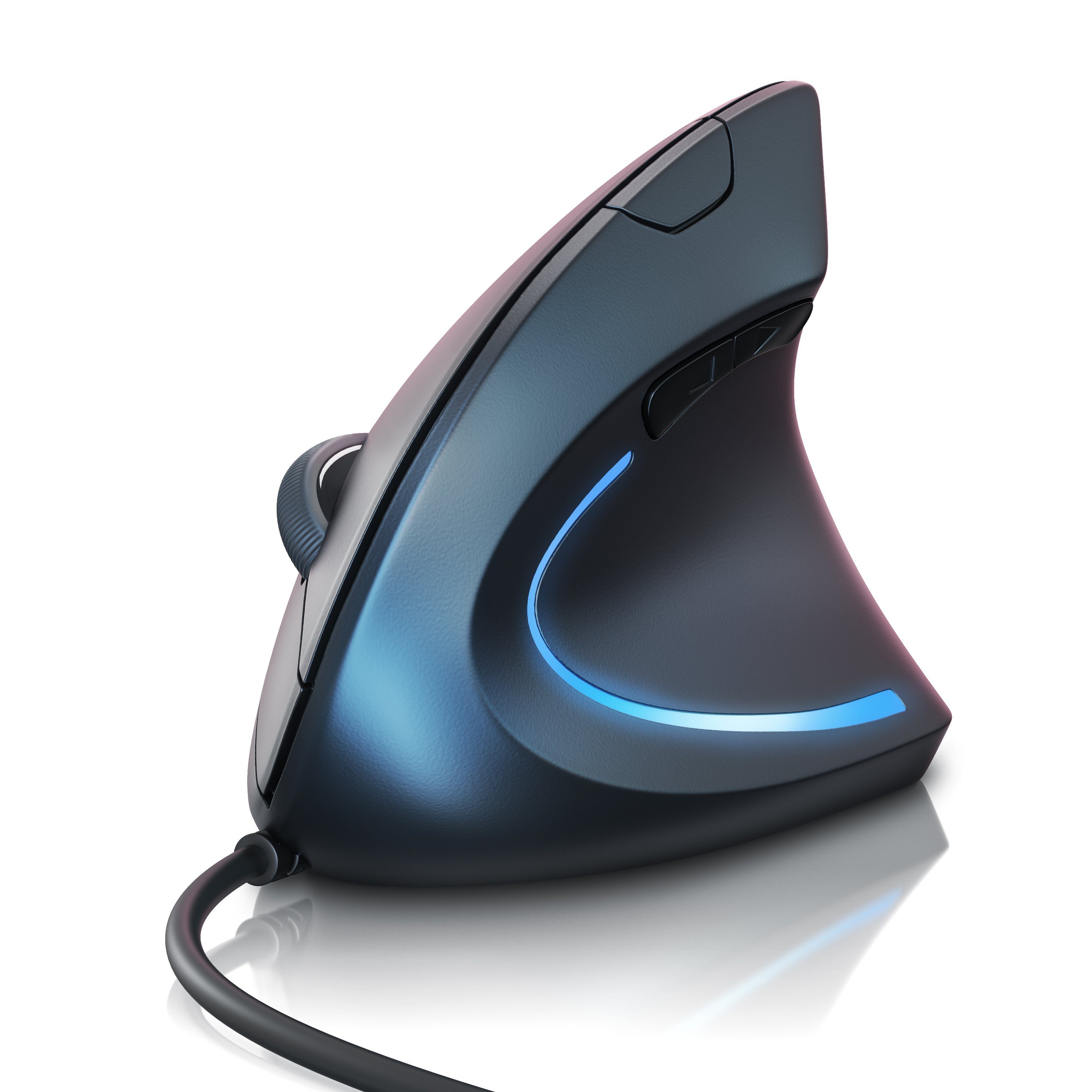 Titanwolf Vertikalmaus, optisch, USB, kabelgebunden, Armschonend, 1600 dpi ergonomische Maus (kabelgebunden, Vorbeugung von Mausarm / Tennisarm (RSI Syndrom) für Windows und Mac)