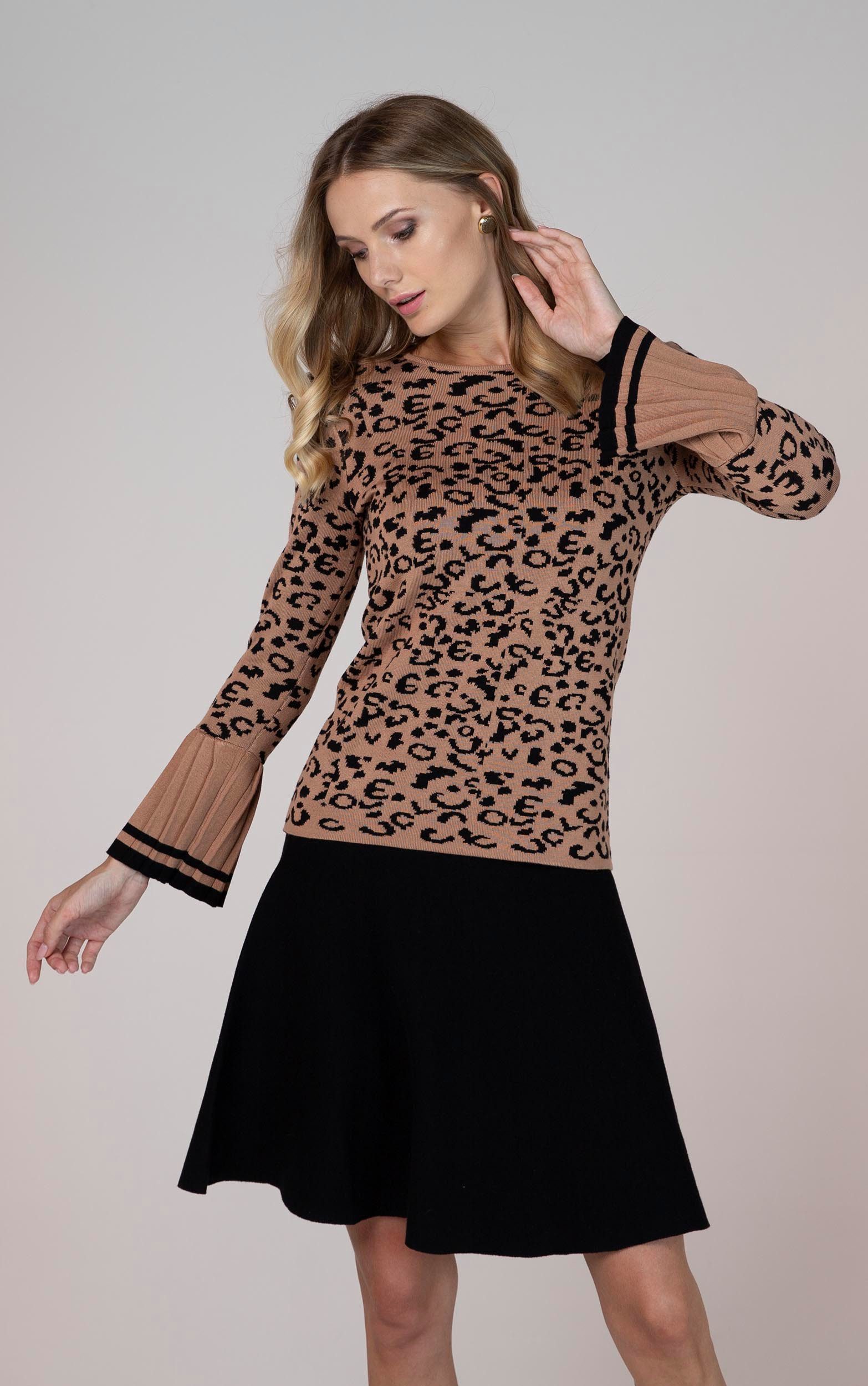 Passioni Strickpullover mit Leopardenmuster günstig online kaufen