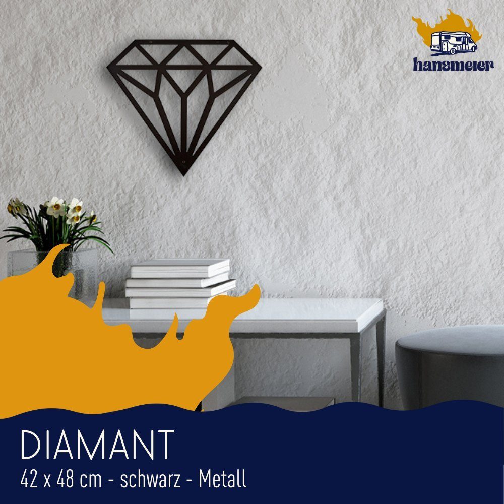 Hansmeier Wanddekoobjekt Wanddeko aus Metall, Wasserfest, Für Außen & Innen, Motiv Diamant