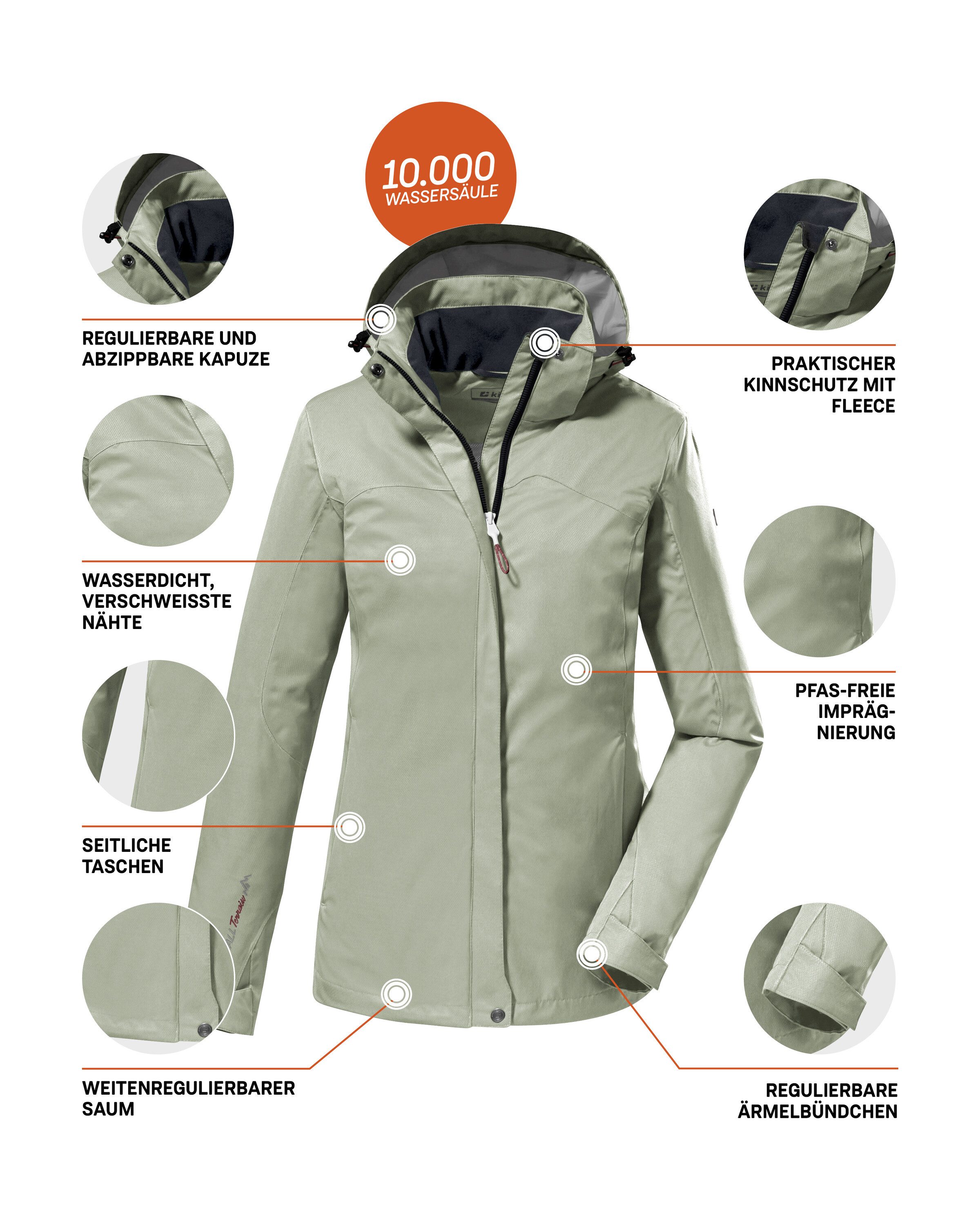Killtec Funktionsjacke KOS 133 WMN JCKT Wasser- und winddichte Damenjacke mit abnehmbarer Kapuze – Bild 5 von 5