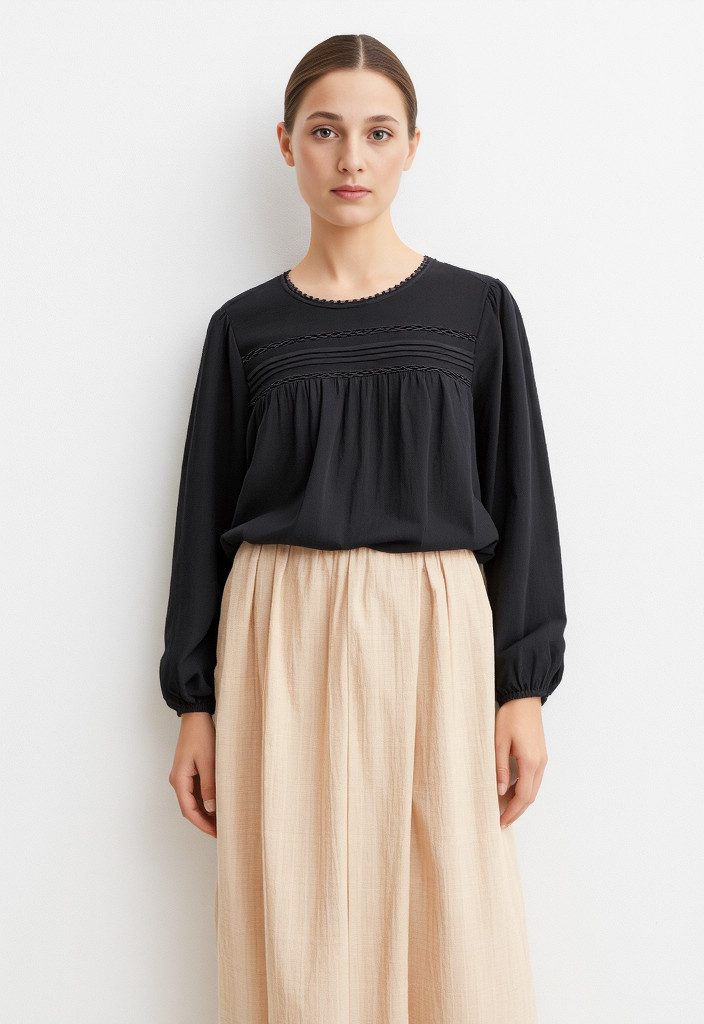 Langarmbluse VMDEBBIE LS PLEAT TOP WVN GA NOOS