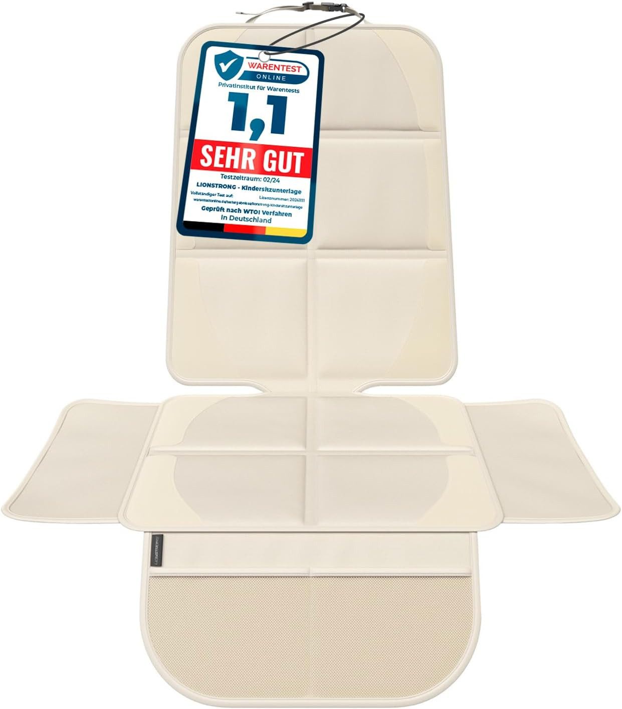 LIONSTRONG Kindersitzunterlage Premium, Autositzschoner [ISOFIX GEEIGNET], wasserabweisender Polyester Stoff, Sitzschutz Sitzschoner Auto Kindersitz - universell kompatibel