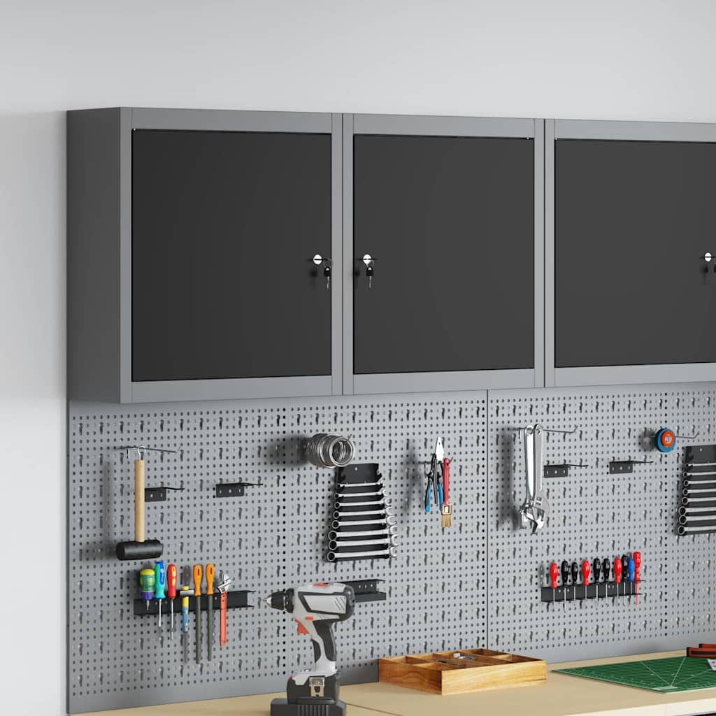 furnicato Werkzeugschrank 50x20x55 cm Schwarz-Grau (1-St) Sicherer Metallschrank mit Nockenschlössern für deine Werkstatt