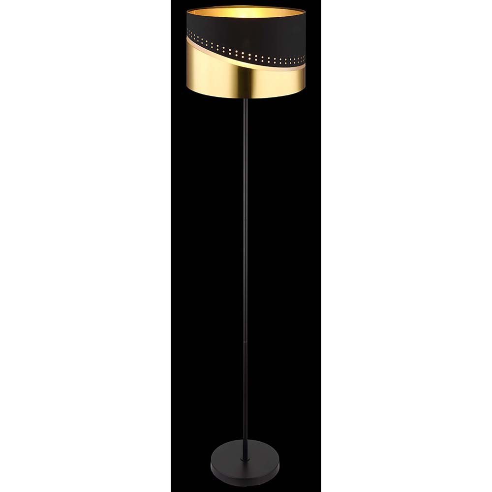 H Globo Stehleuchte Wohnzimmerlampe Gold Stehlampe, Standlampe Schwarz 146cm