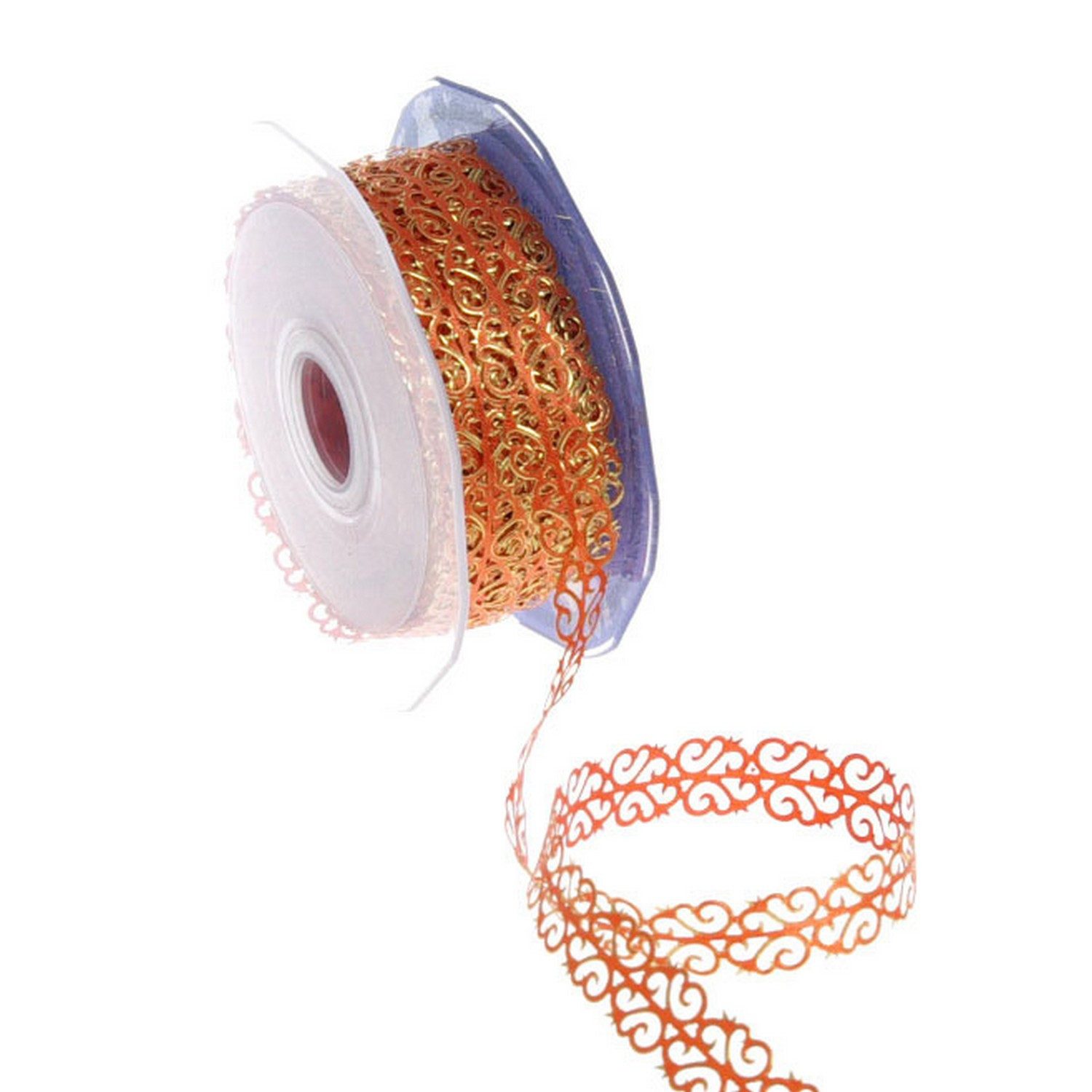 Deko AS Dekoband Dekobordüre "Vine Ribbon" - orange-gold - 12mm - 20m - 92102 24, DIY Band orange gold
