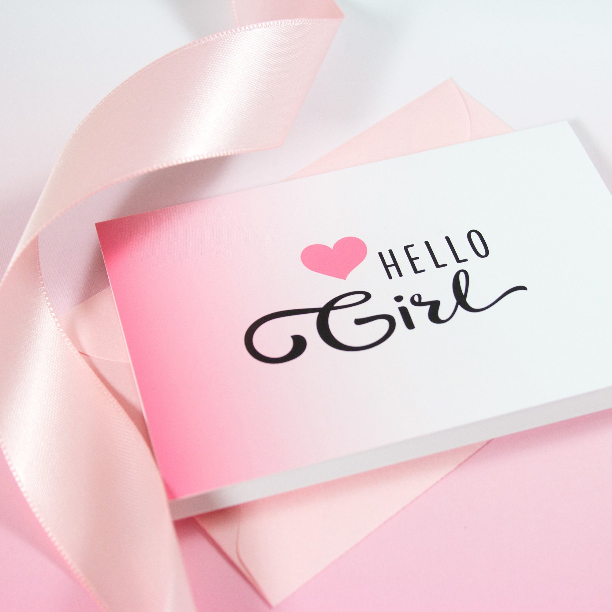 Girl, Mini-Grußkarte Umschlag & mit Bow Hello Klappkarte Hummingbird Grußkarte