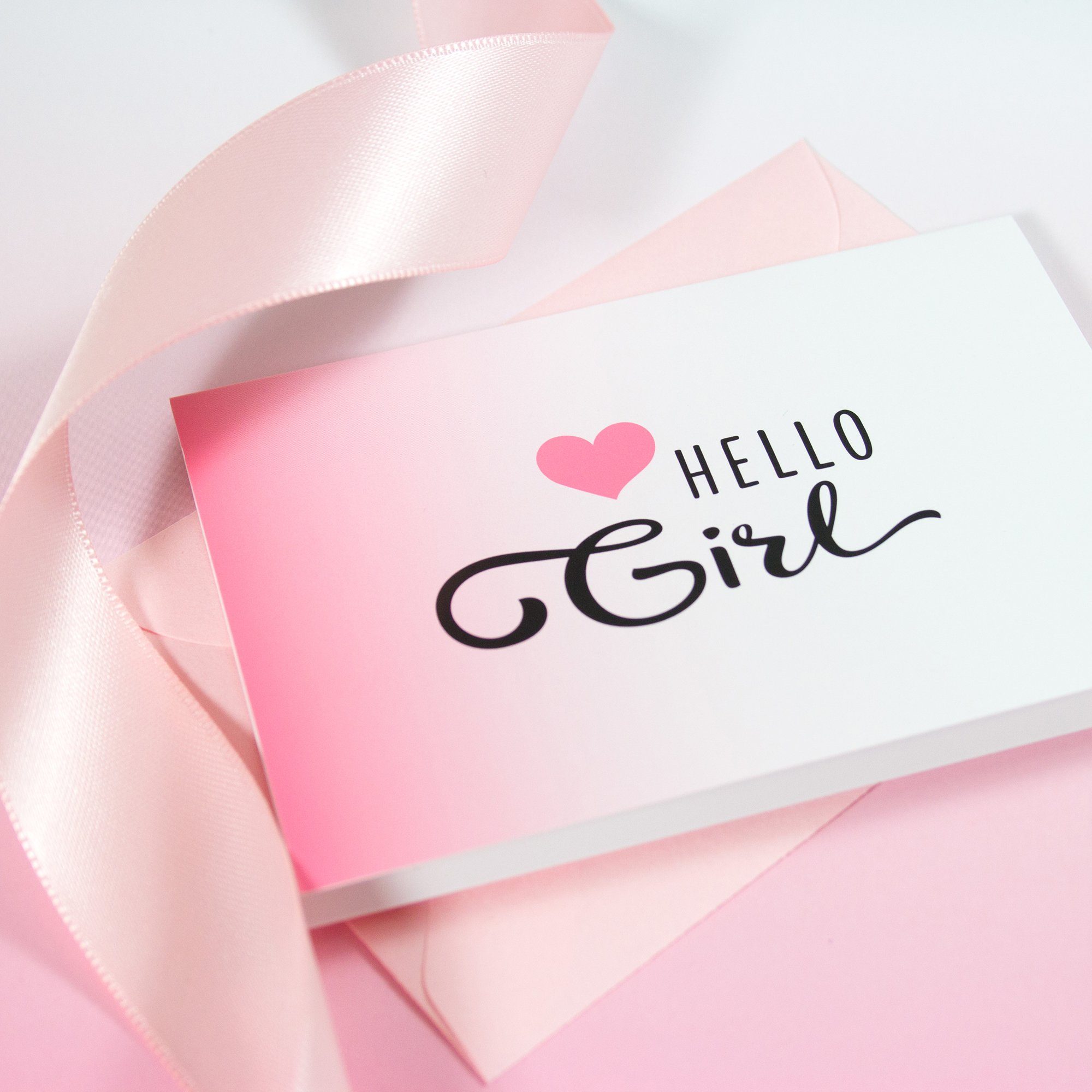 Thumbnail - Bow & Hummingbird Grußkarte Mini-Grußkarte Hello Girl, Klappkarte mit Umschlag