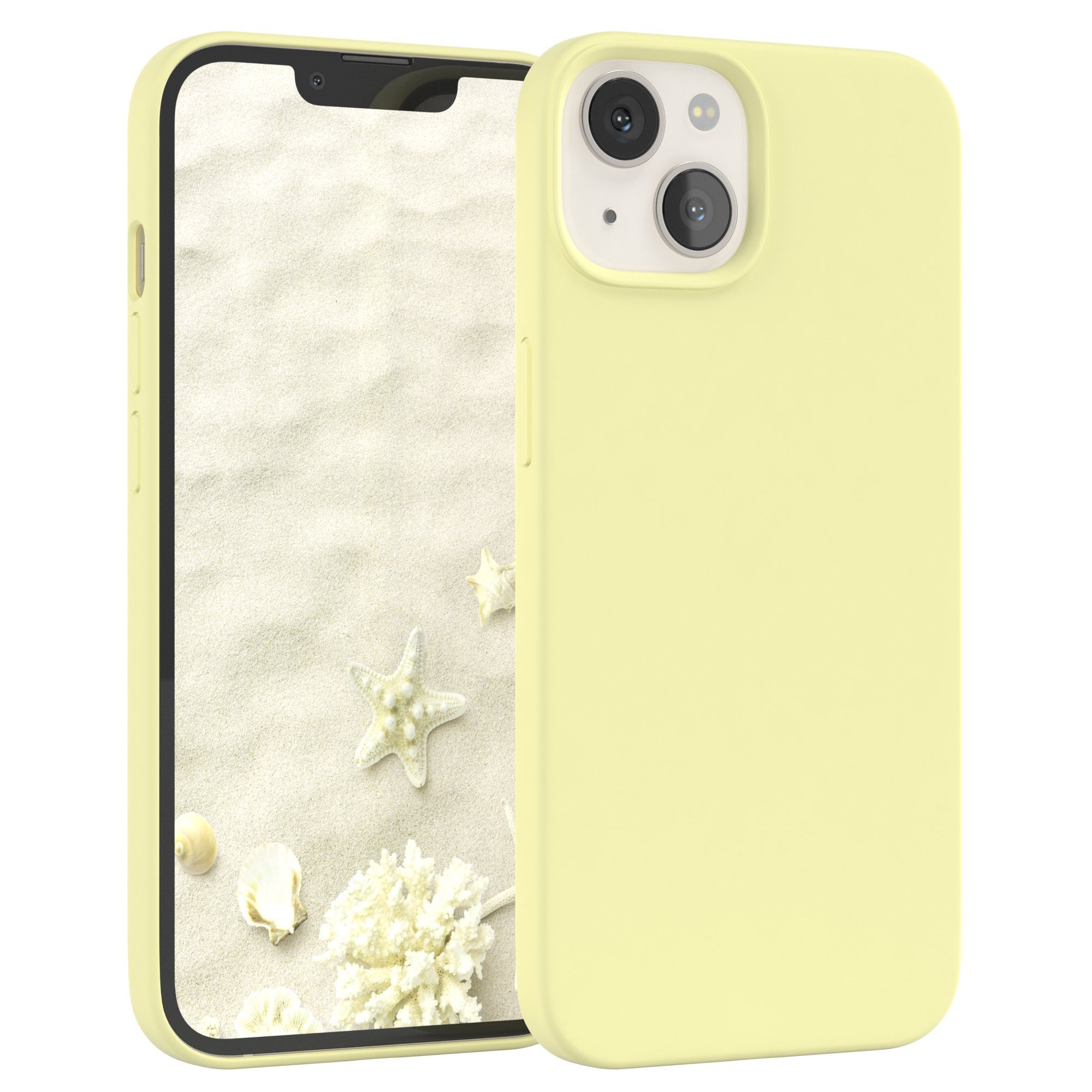 EAZY CASE Handyhülle Premium Silikon Case für Apple iPhone 13 6,1 Zoll, Slimcover Handy Softcase Silikon Schutzhülle mit Kameraschutz Gelb