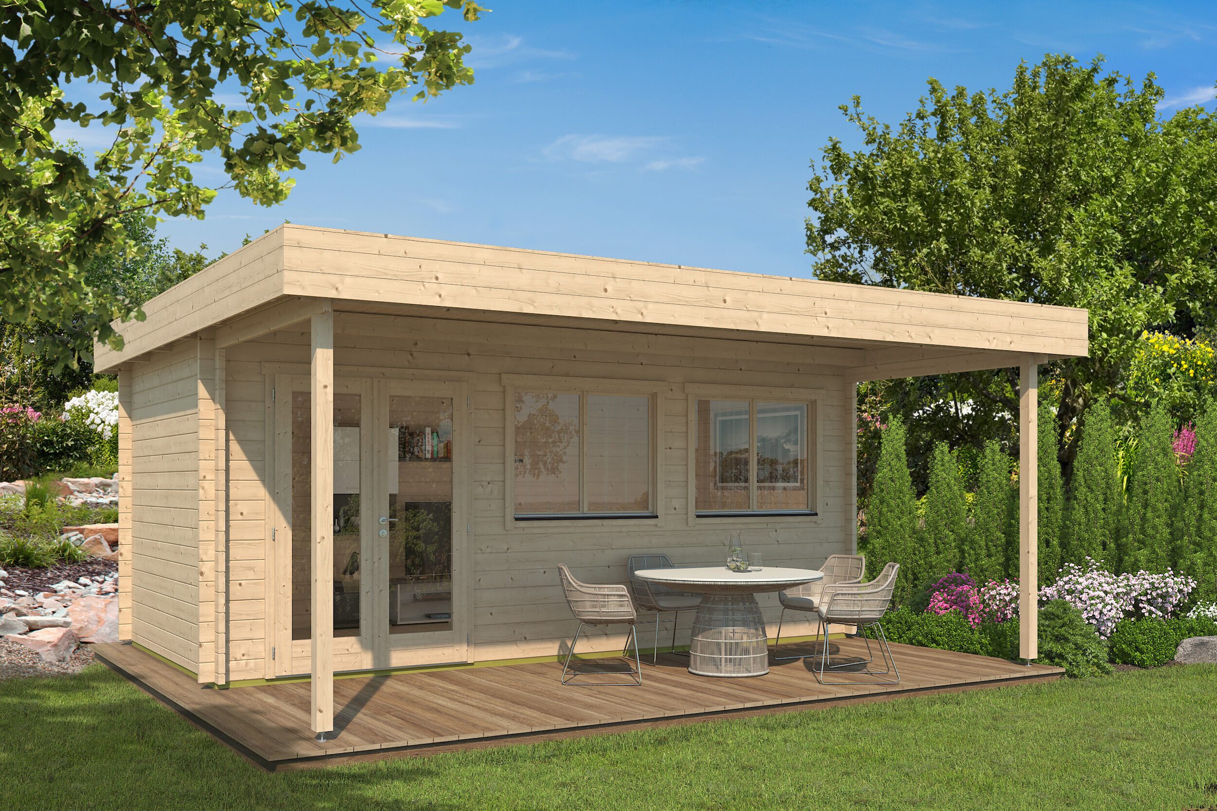 Fjordholz Gartenhaus Kurt 44 B mit Vordach