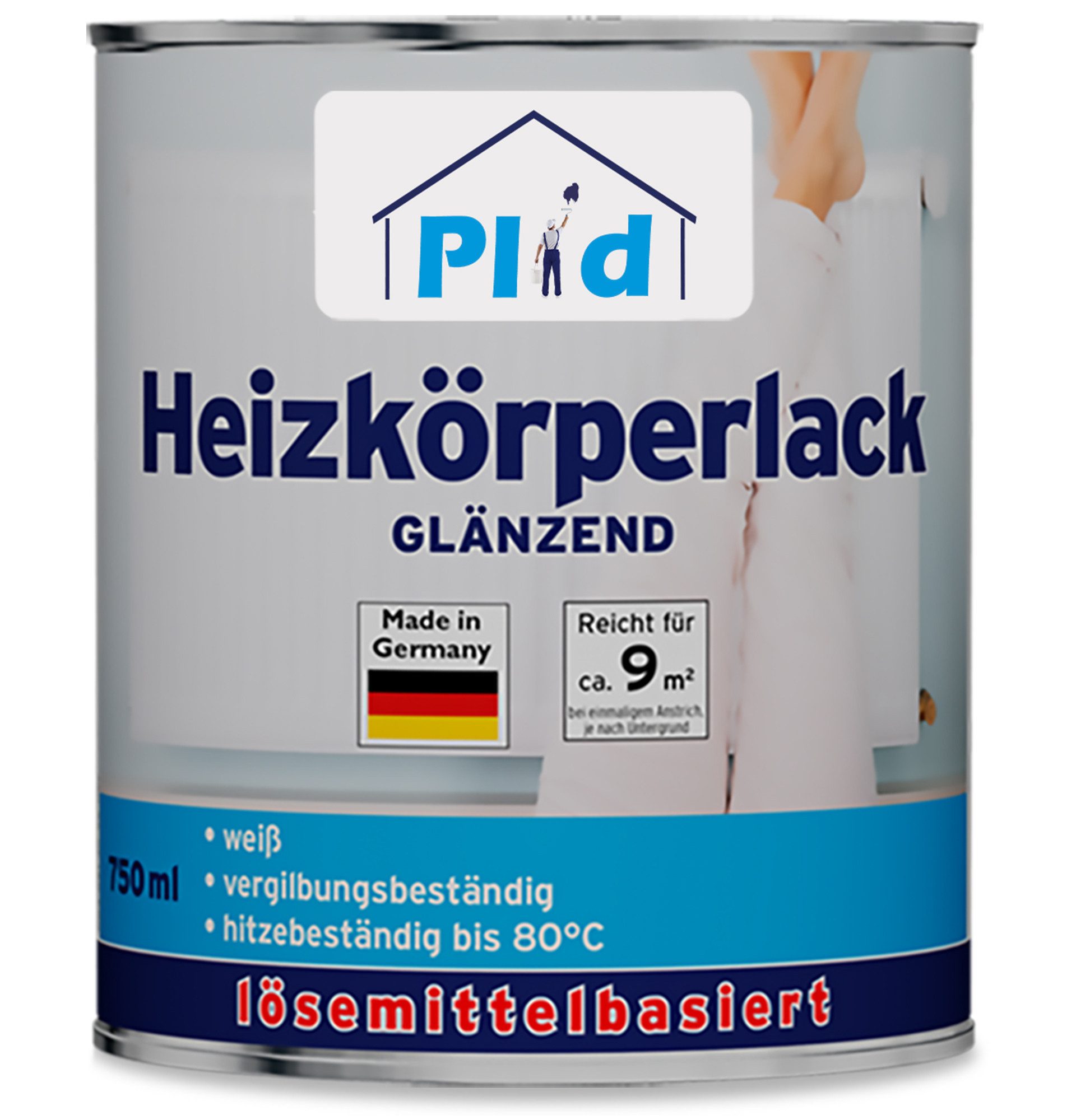 plid Heizkörperlack Premium Heizkörperlack LH Thermolack weiß Glänzend, Schnelltrocknend, verarbeitungsfertig