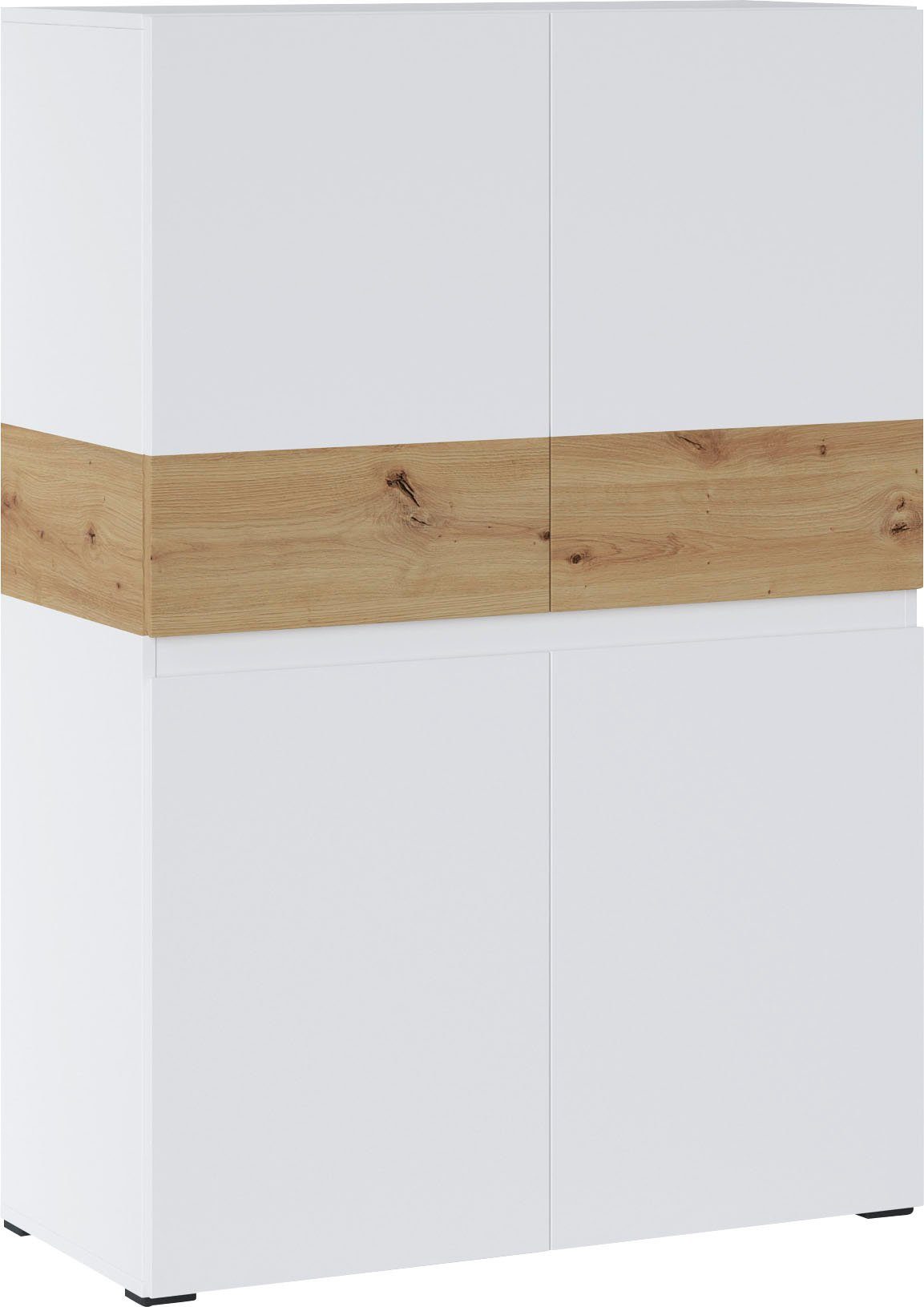 | Highboard Alpinweiß/Artisan 129 Eiche Eiche cm INOSIGN Alpinweiß/Artisan Höhe Rimini,