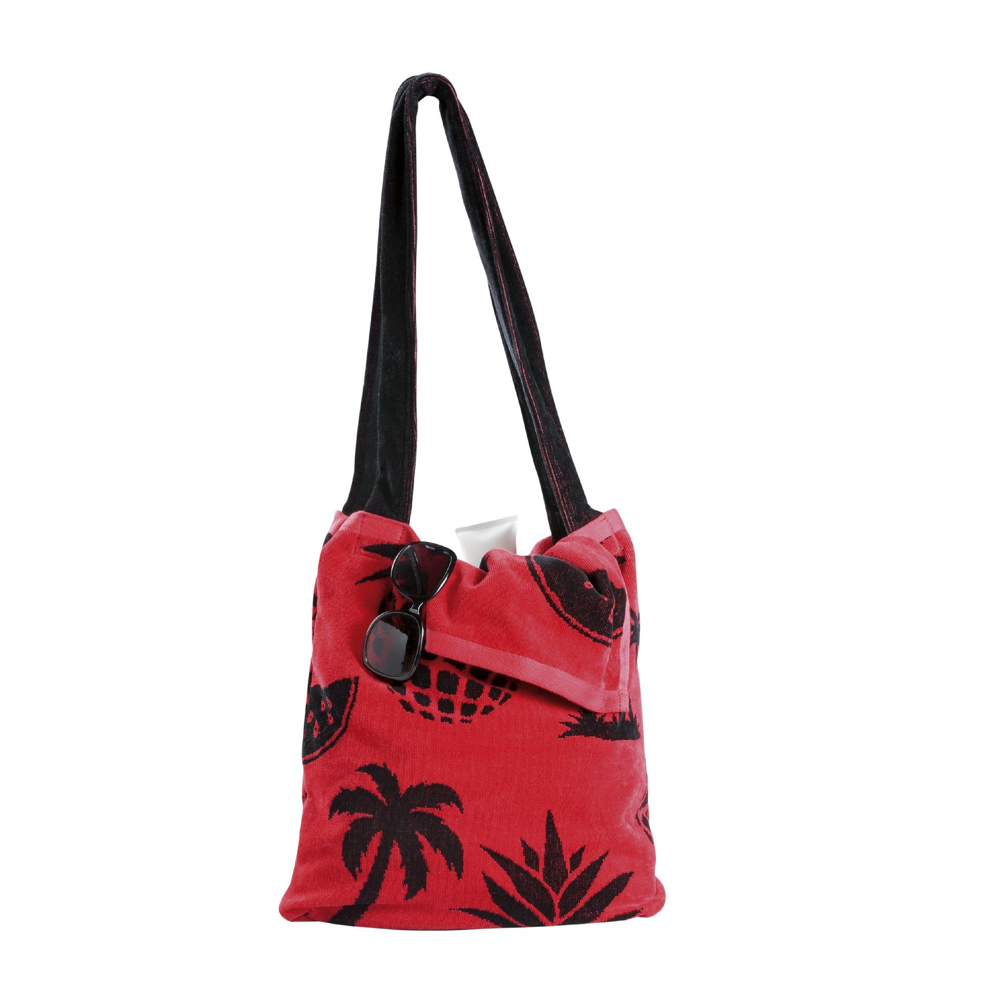 Delindo Lifestyle Strandtuch Strandtuch mit Schultertasche, Frottier (1-St), 2in1