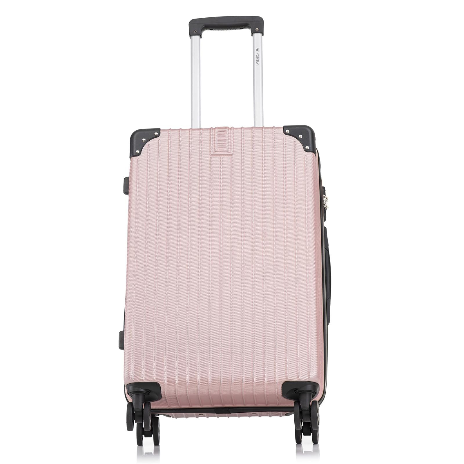 YONSLY Kofferset Trolleyset Hartschale 3-teilig, Reisekoffer Set mit 360° ABS Trolley, 4 Rollen, (3 tlg., Sicherheitsschloss & Weichem Gummigriff, 210D-Futter Handgepäck M L XL), 3er Set – Stabiles Leichtgewicht für Business und Reise
