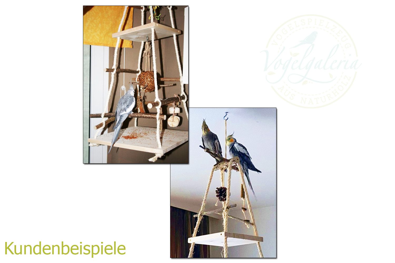 halmland Vogelspielplatz XXL-Cliffhanger Vogelspielplatz für Wellensittich Naturholz