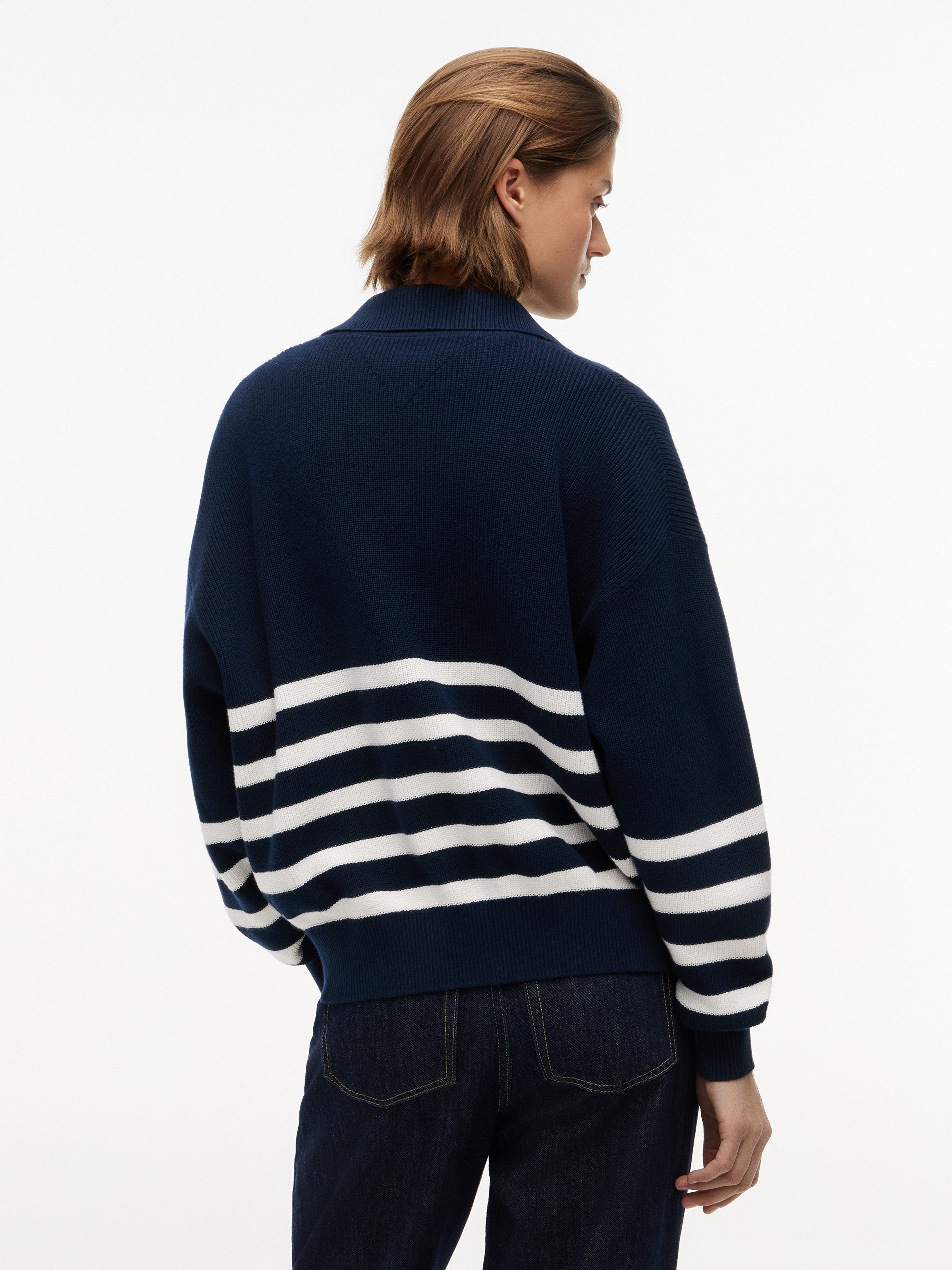 Tommy Jeans Troyer TJW STRIPE QUARTER ZIP SWEATER Baumwolle, mit Zipper, Streifen Design