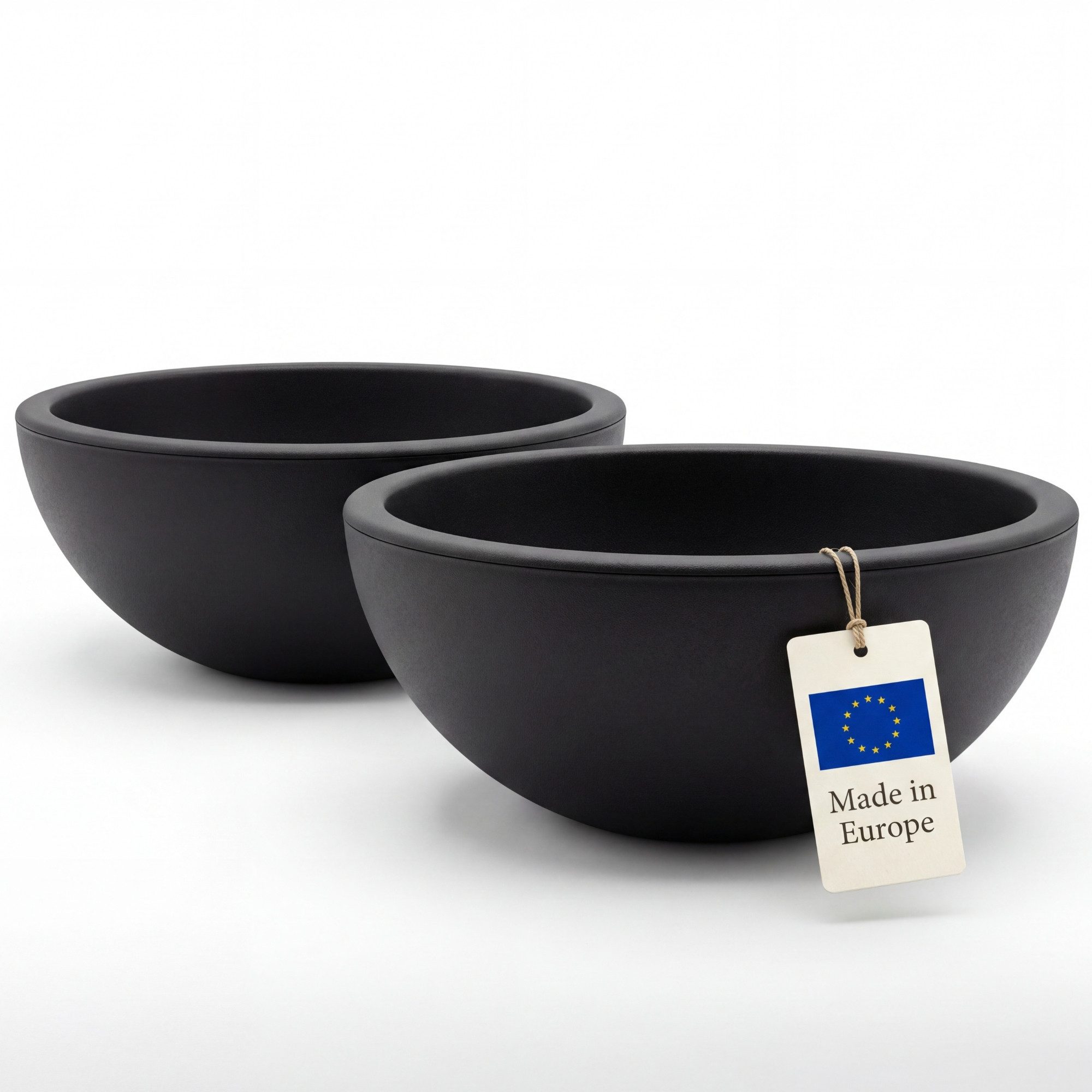 BigDean Pflanzschale 2 Stück Kunststoff Pflanzschale rund anthrazit - 39 cm (Set, 2 St., Pflanzschale), Moderne Optik, Dekoratives Design, Witterungsbeständig