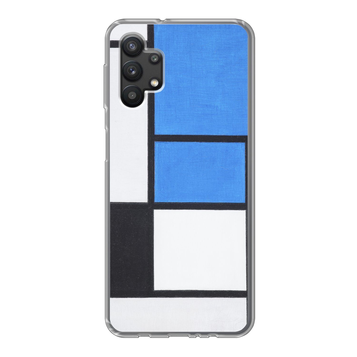 MuchoWow Handyhülle für Samsung Galaxy A32 5G Komposition mit Blau, Rot, Schwarz, Gelb und, Smartphone-Bumper, Print, Handy Schutzhülle Dünn