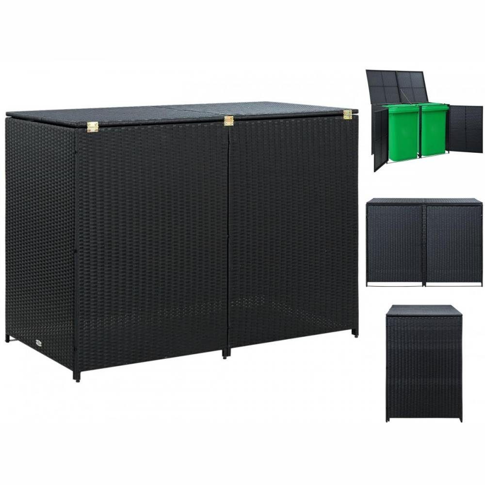 vidaXL Mülltonnenbox Poly 148x80x111 für cm Tonnen Mülltonnenbox 2 Rattan Schwarz