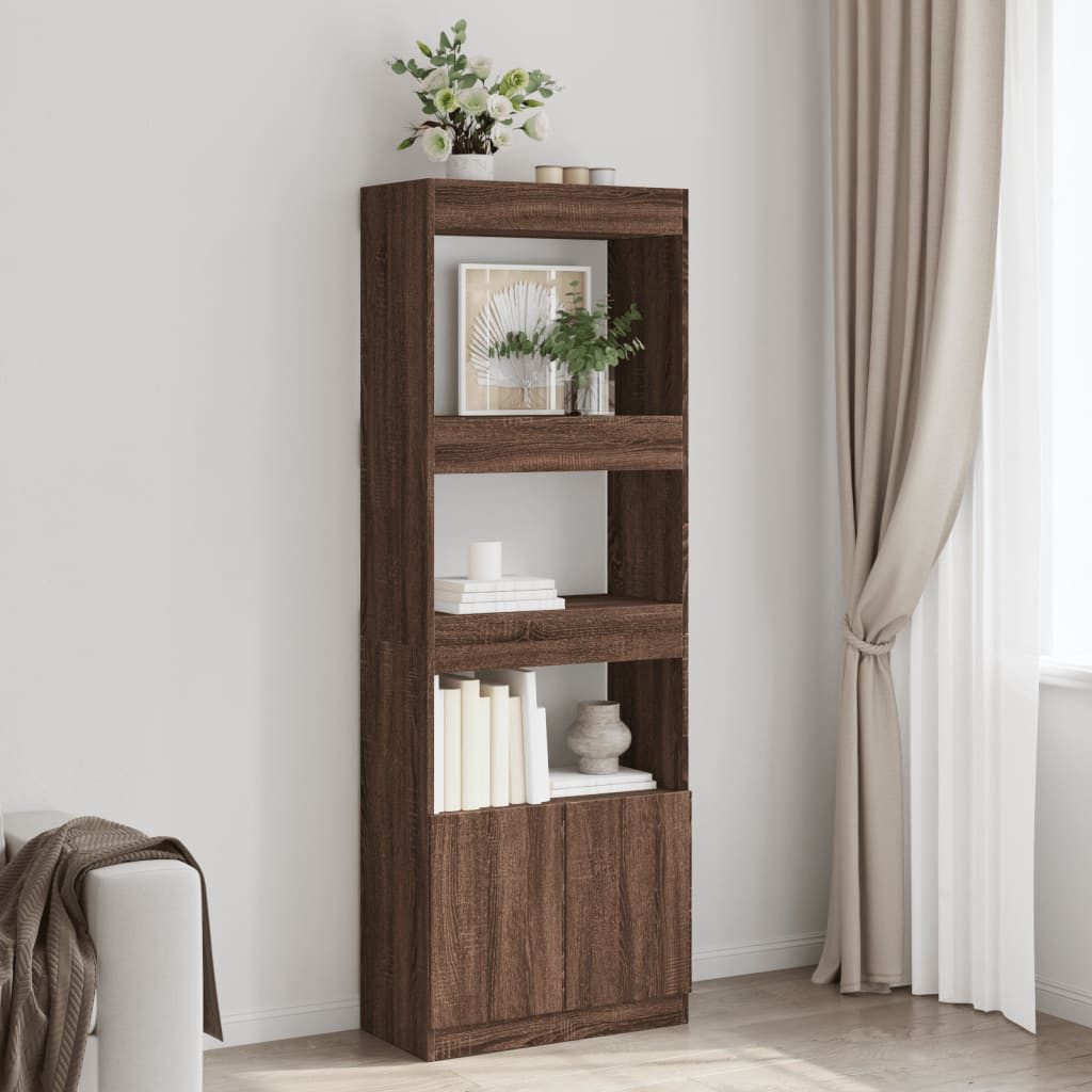 vidaXL Highboard, Highboard 63x33x180 cm Braun Eichen-Optik Holzwerkstoff