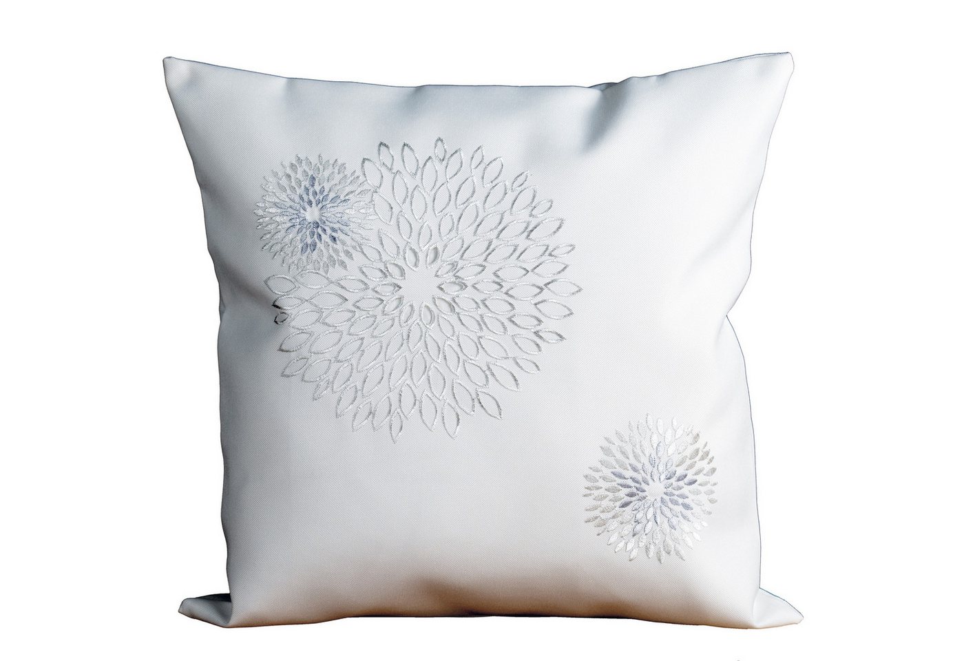 heimtexland Tischdecke Deko Tischwäsche Kissen Serie Pusteblume bestickt (Typ887 1-tlg), Kissenhülle 40x40 I natürlich edle Leinen-Optik I wollweiß