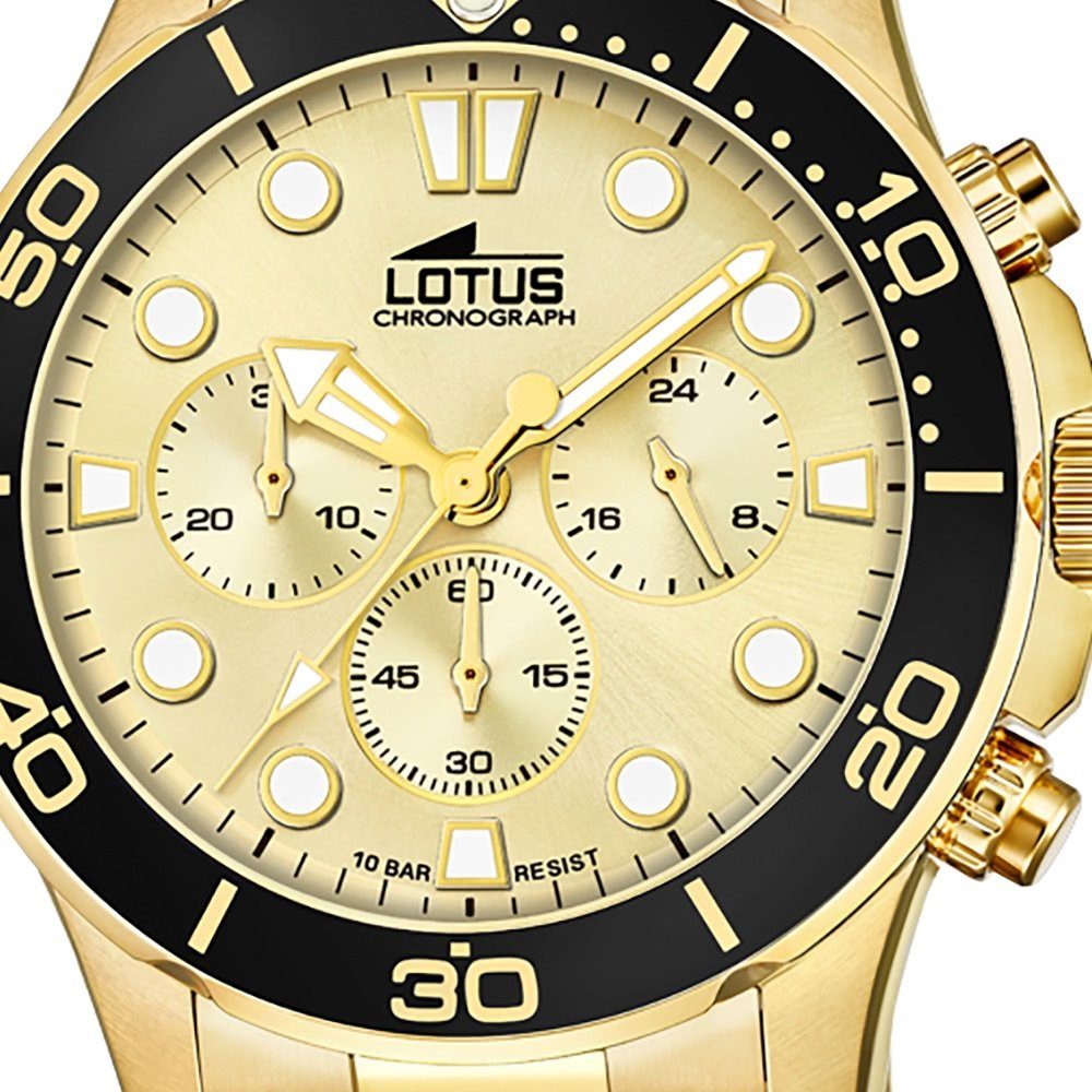 Lotus Quarzuhr Lotus Herren Armbanduhr Krohno 18758/2, (Chronograph), Herrenuhr rund, (ca. 45mm), Edelstahl, Edelstahlarmband, Fashion-Style