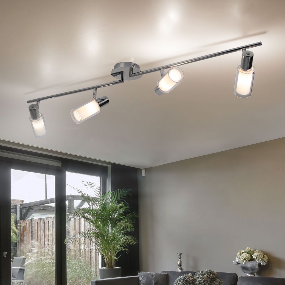 Leuchte Spot Wohnraum Glas EGLO LED Lampe Balken Decken Deckenleuchte, Leuchtmittel Strahler inklusive, Warmweiß,