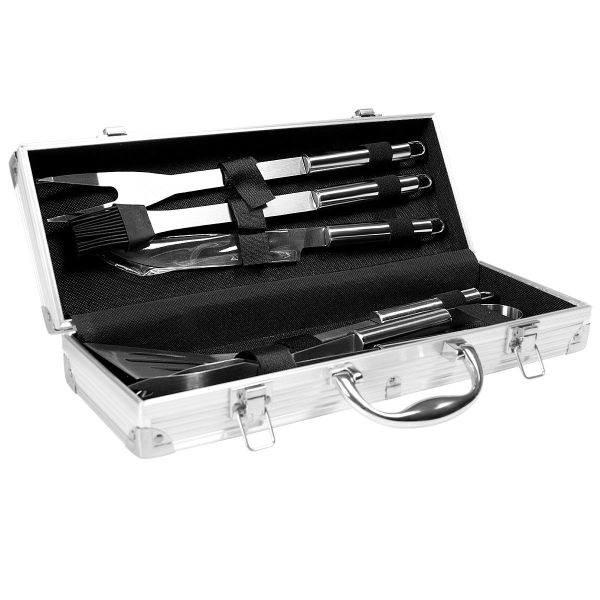 COSTWAY Grillbesteck-Set, (6 tlg), mit BBQ-Gabel, Fleischmesser, Grillpinsel