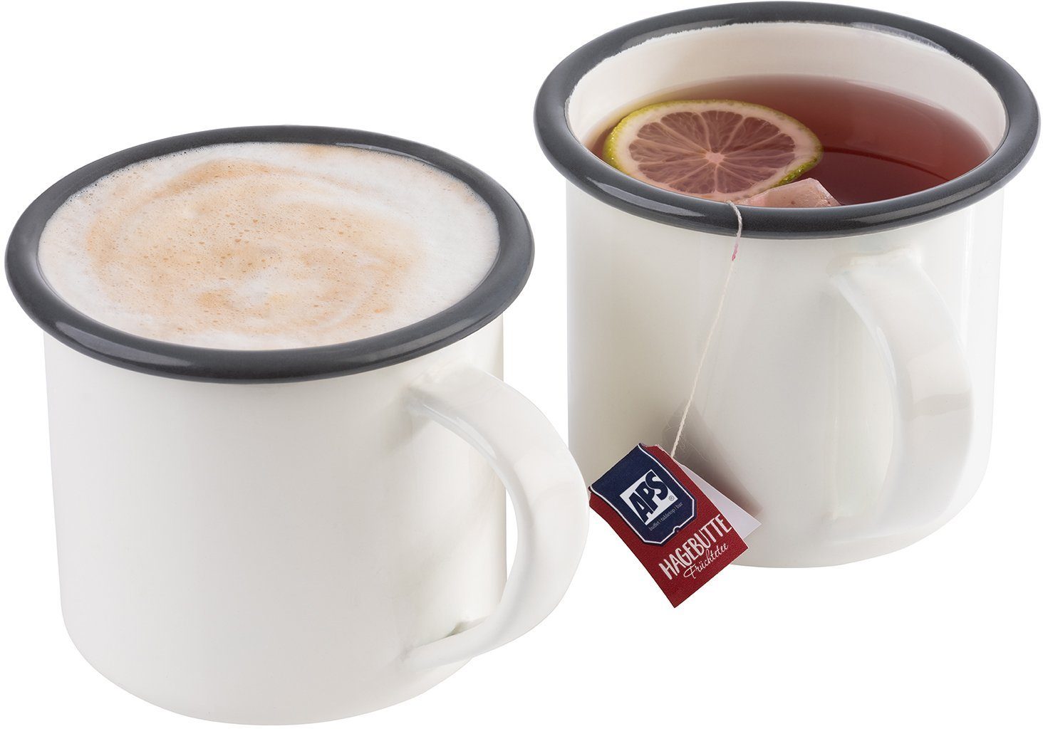 APS Emaille-Henkelbecher, 350 ml, 2er Set