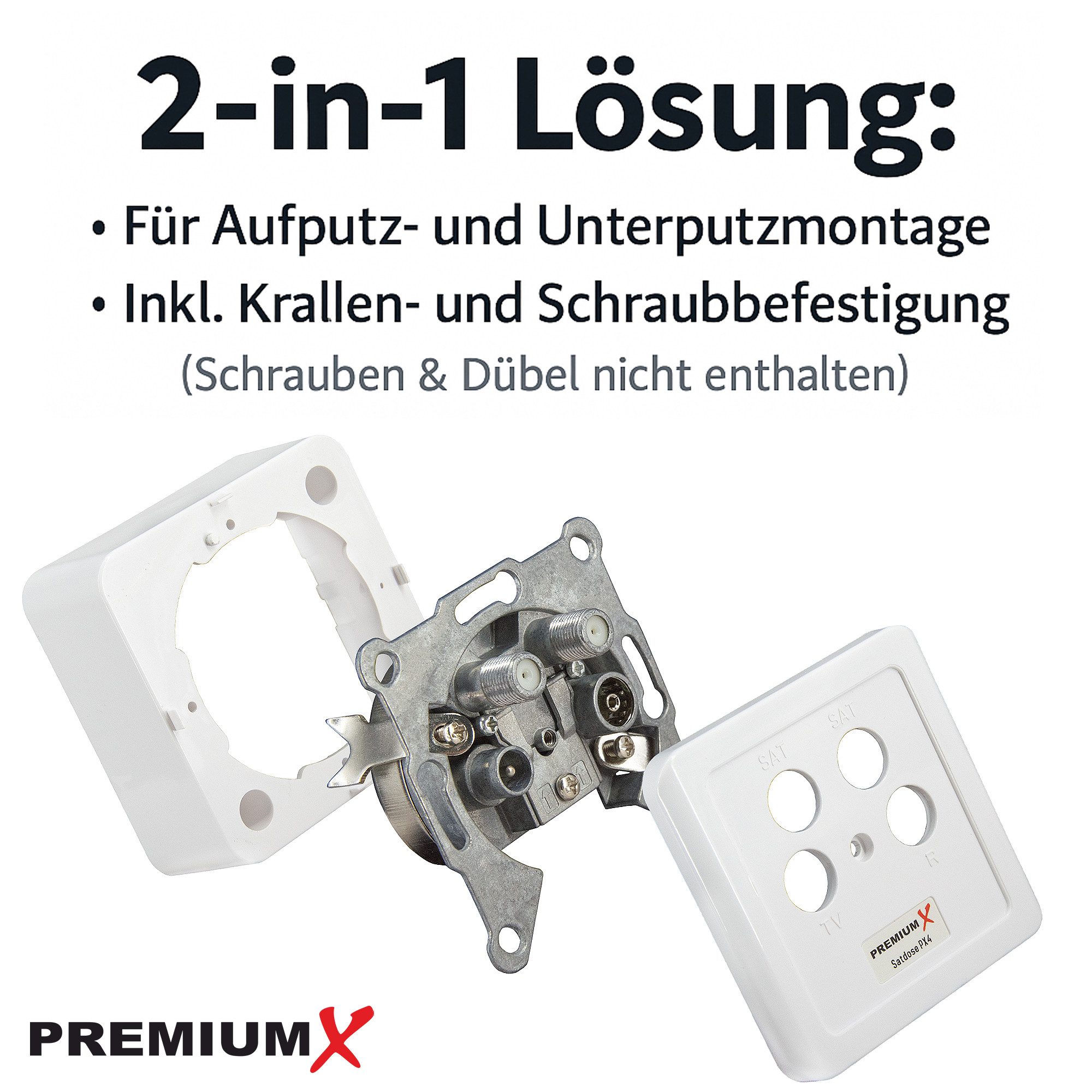 PremiumX Antennensteckdose PX4 Satdose 4-fach Enddose TWIN Antennendose CLASS A – Bild 3 von 5
