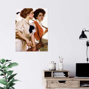 Posterlounge Wandfolie Joseph Christian Leyendecker, Zwei Damen beim Golfspiel, Vintage Malerei