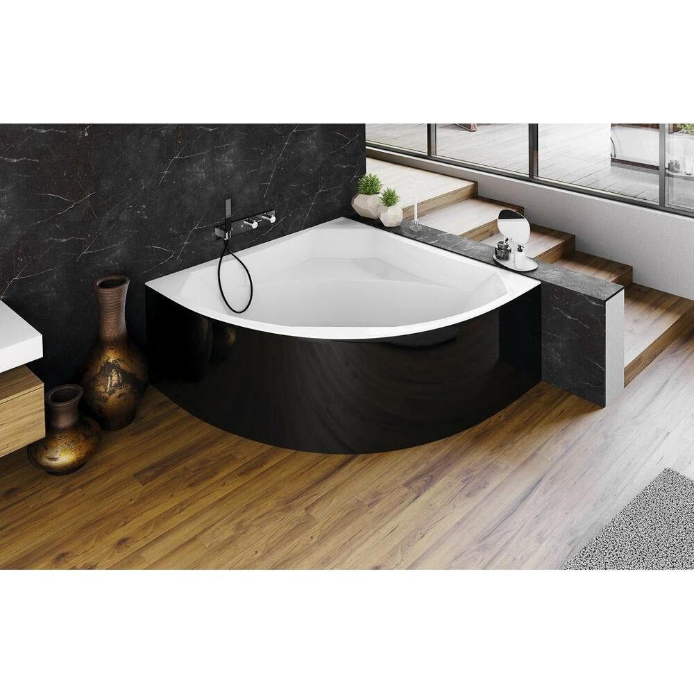 Polysan s.r.o. Eckwanne ROSANA MONOLITH Eckbadewanne, 136x136cm, Schwarz/weiß, (1-tlg)