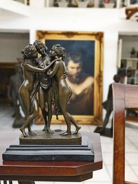 Aubaho Skulptur Bronzeskulptur drei Grazien nach Canova erotische Kunst Antik-Stil Bro