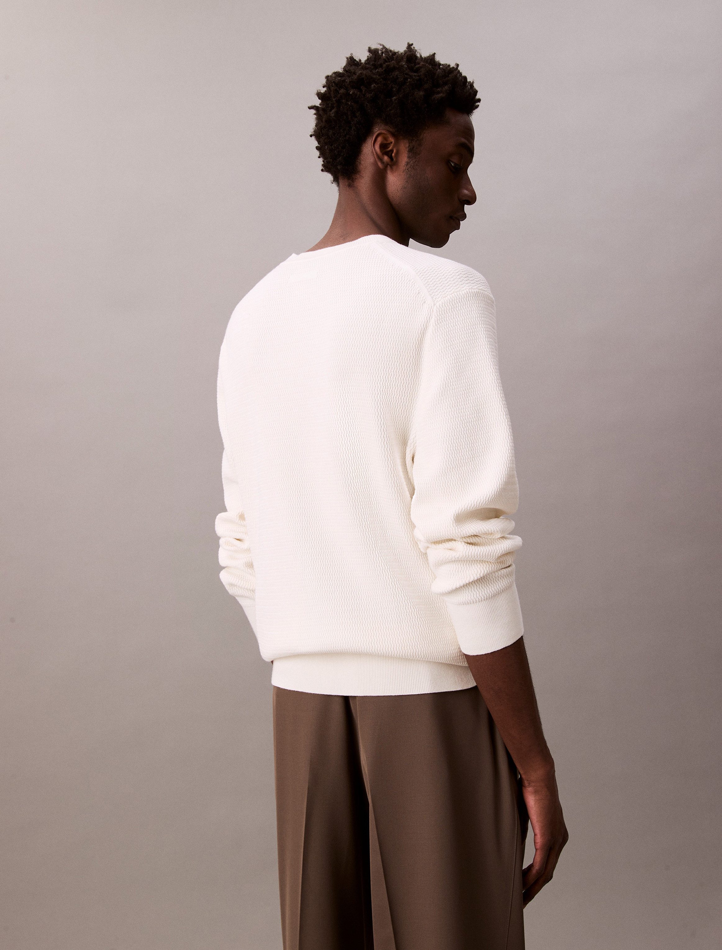 Calvin Klein Strickpullover LS TXTR CTTN CRWNK S Mit Rundhalsausschnitt günstig online kaufen