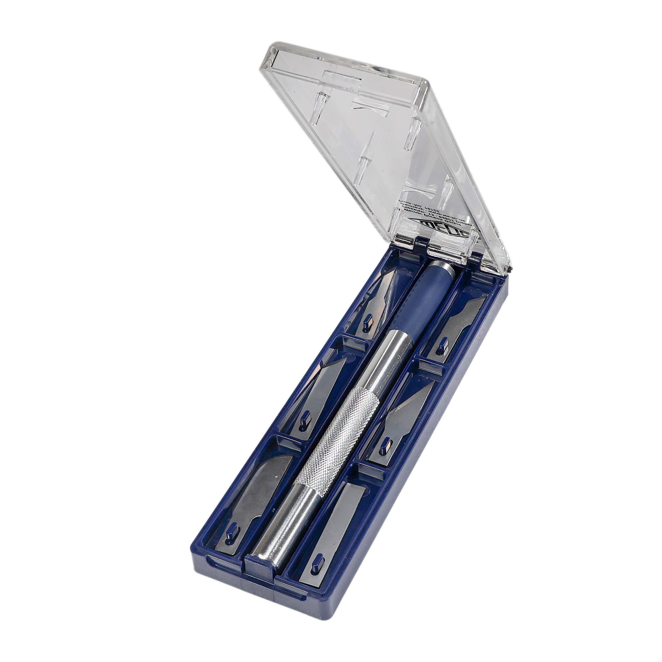 WEDO Cuttermesser WEDO Hobbymesser Set mit 6 Klingenformen - Skalpell Hobbymesser, (8-tlg), 6 Klingenformen, komfortable Soft-Griffzone