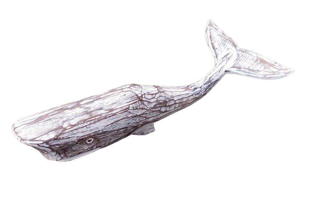 Dekofigur Deko-Objekt Wal Pottwal maritime Skulptur Holz massiv Natur 43 cm
