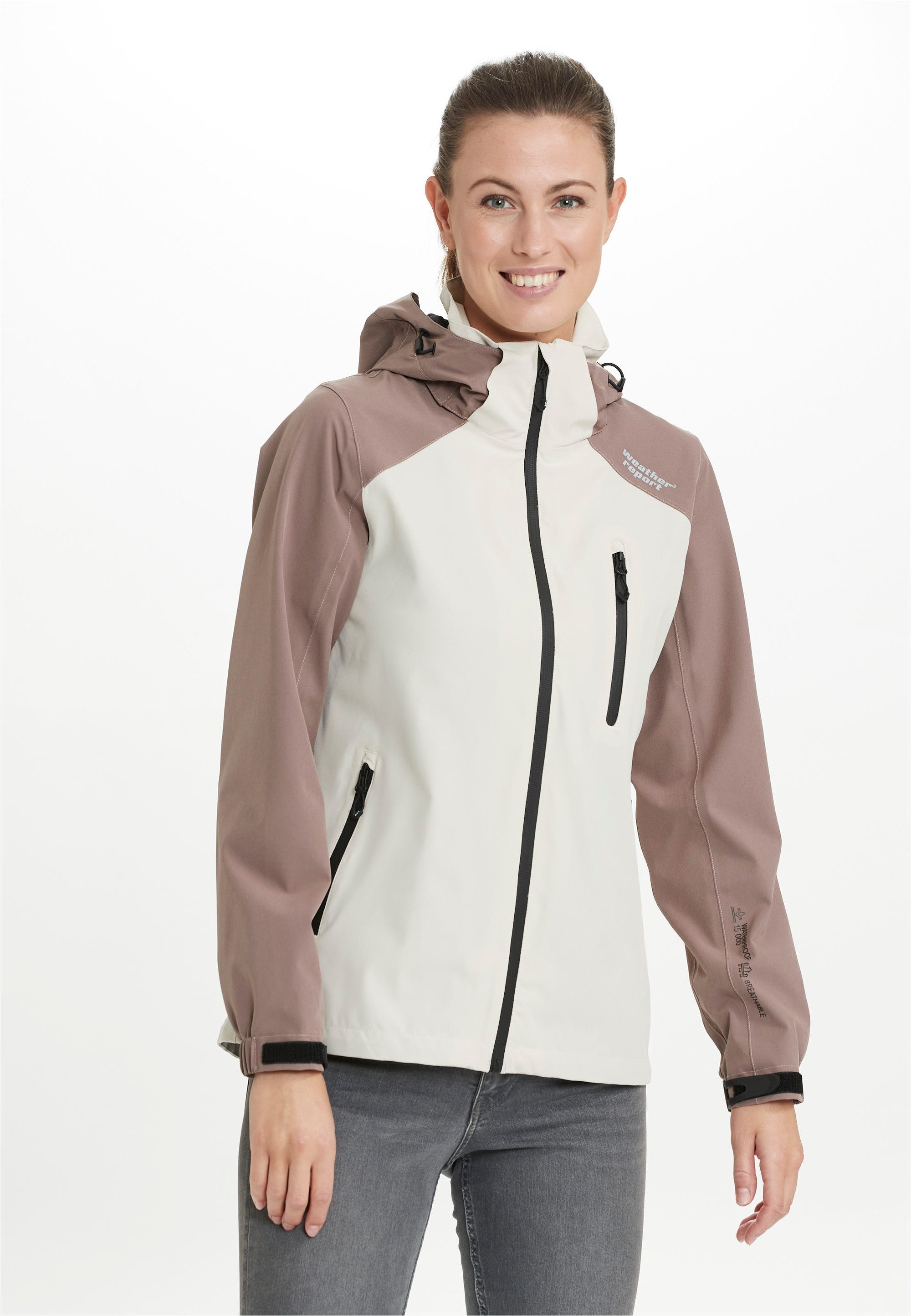 WEATHER REPORT Outdoorjacke CAMELIA taupe Beschichtung wasserdichter W-PRO15000 mit