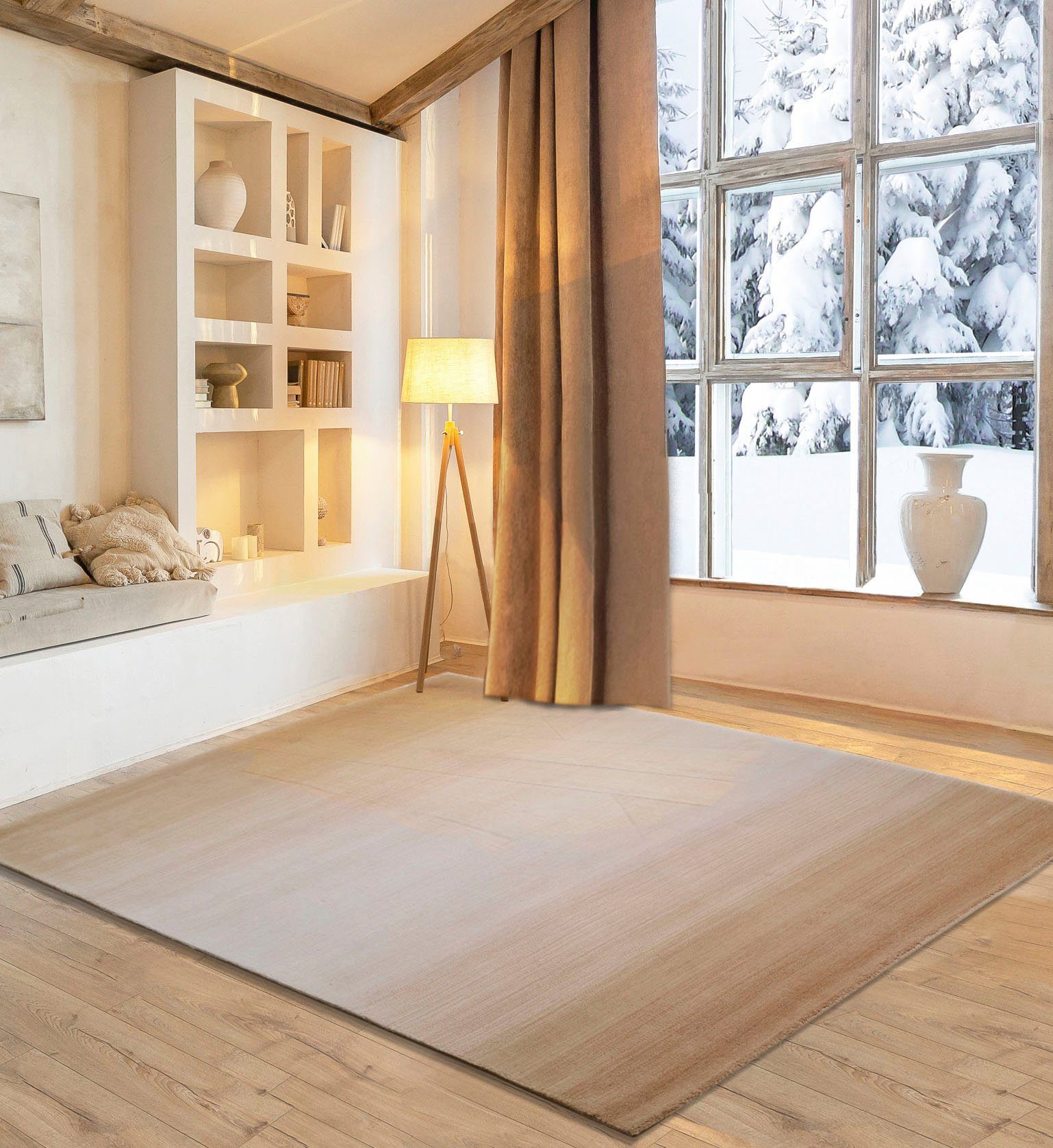 OTTO home Wollteppich Lessach, rechteckig, Höhe: 14 mm, Handweb Teppich, mit modernem Farbverlauf, reine Wolle, handgewebt