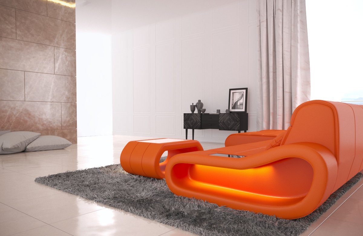 L Sofa Ecksofa Couch, Leder, lang mit Form ergonomischer Designersofa LED, Ledersofa Dreams Sofa Concept Ledercouch Rückenlehne mit