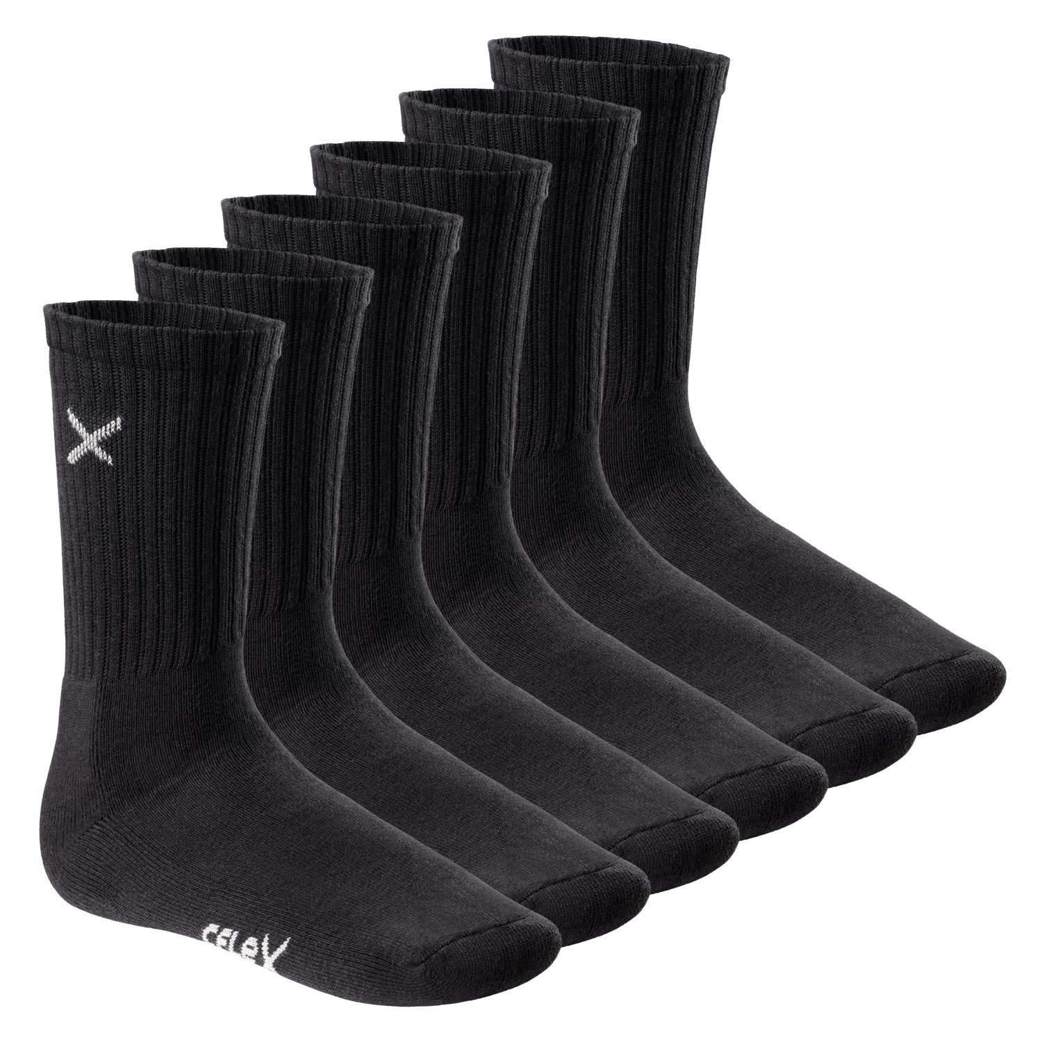 CFLEX Sportsocken Lifestyle Crew Socks (6 Paar) für Damen & Herren mit Frotteesohle Black