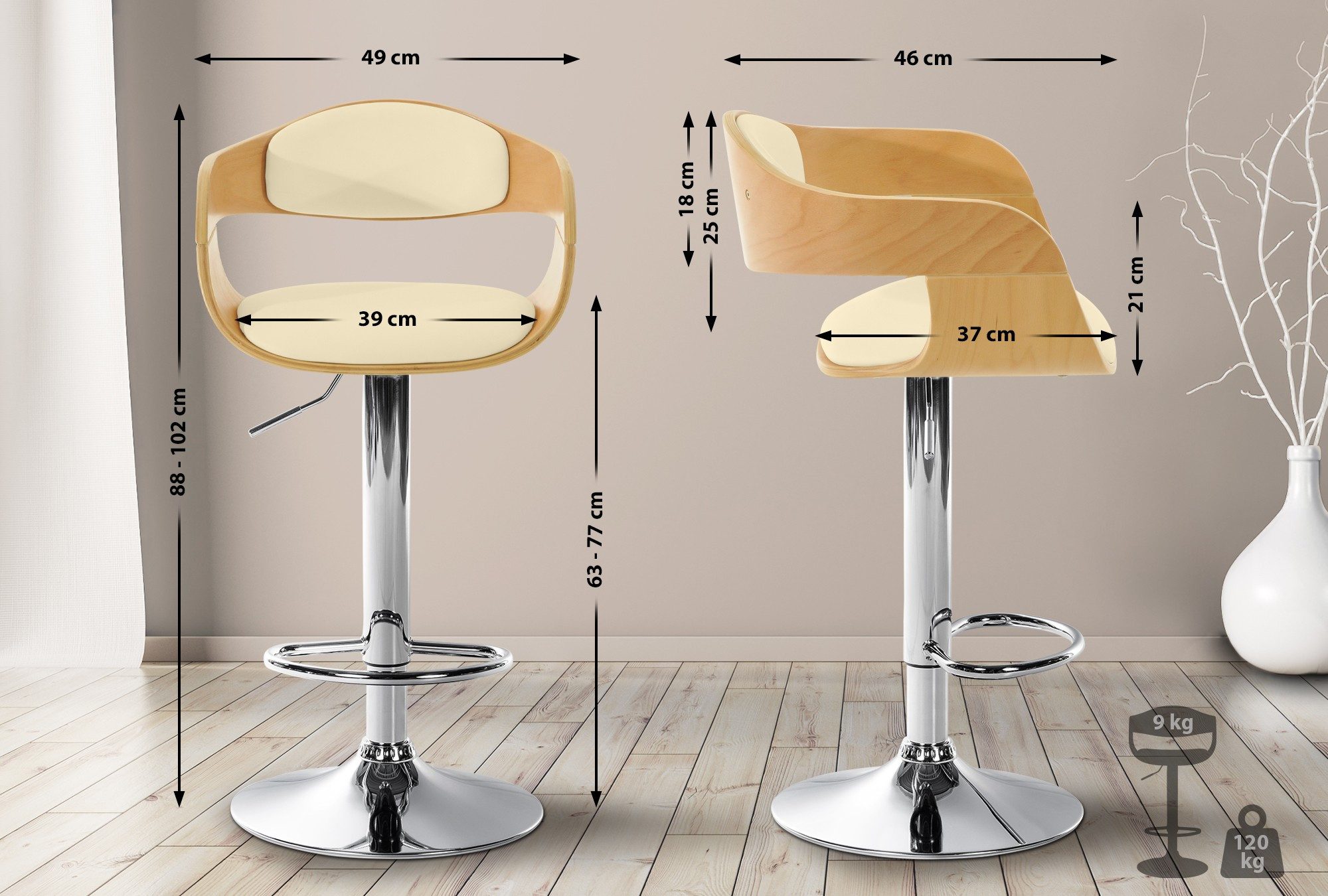 CLP Barhocker Kingston, Kunstleder-Bezug, Hocker-Sitz aus günstig online kaufen