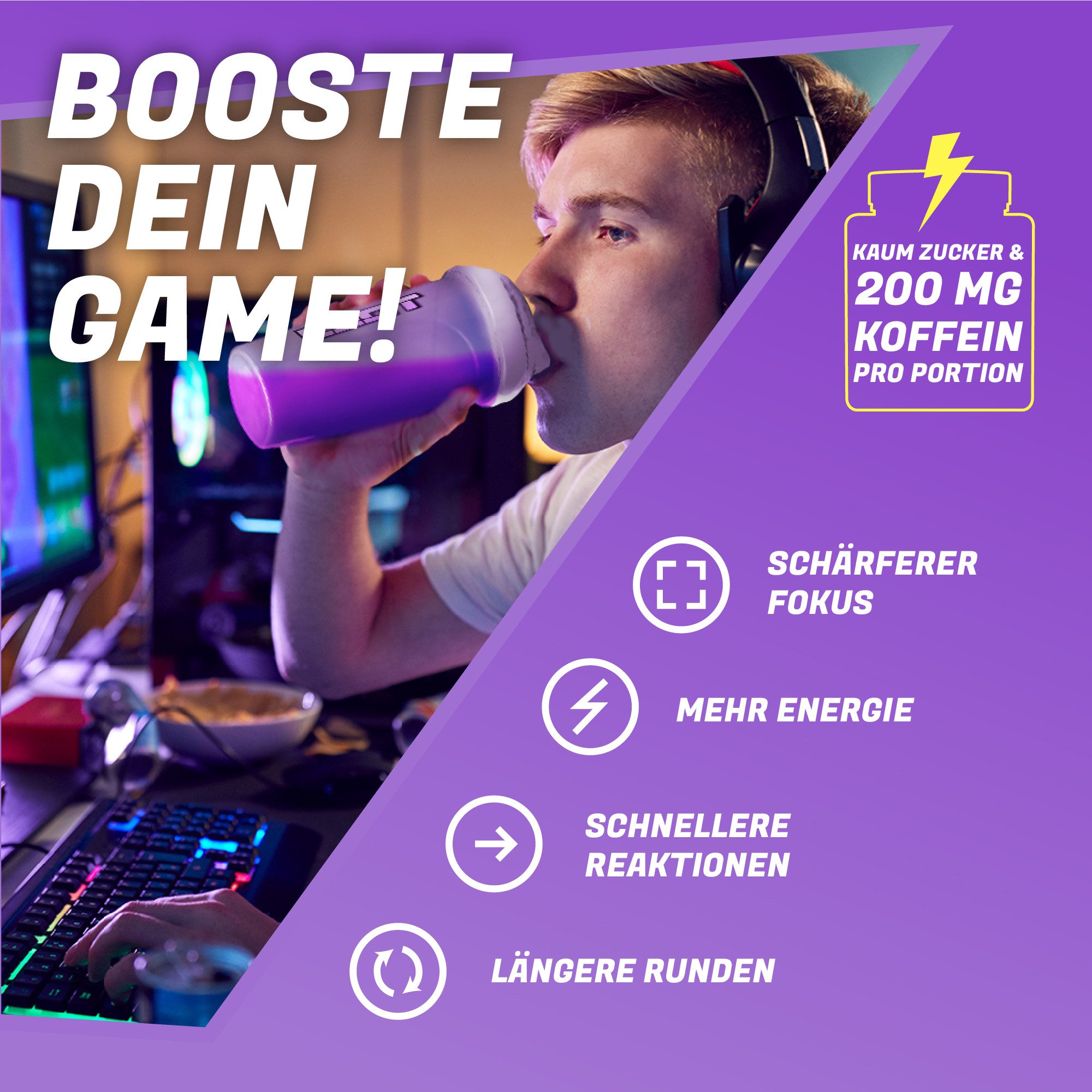 LOOT LOOT® Shaker mit 7 Game Booster Stacks mit Koffein Taurin Energy Drink Pulver, 56 g, Enthält Koffein (200 mg pro Portion)