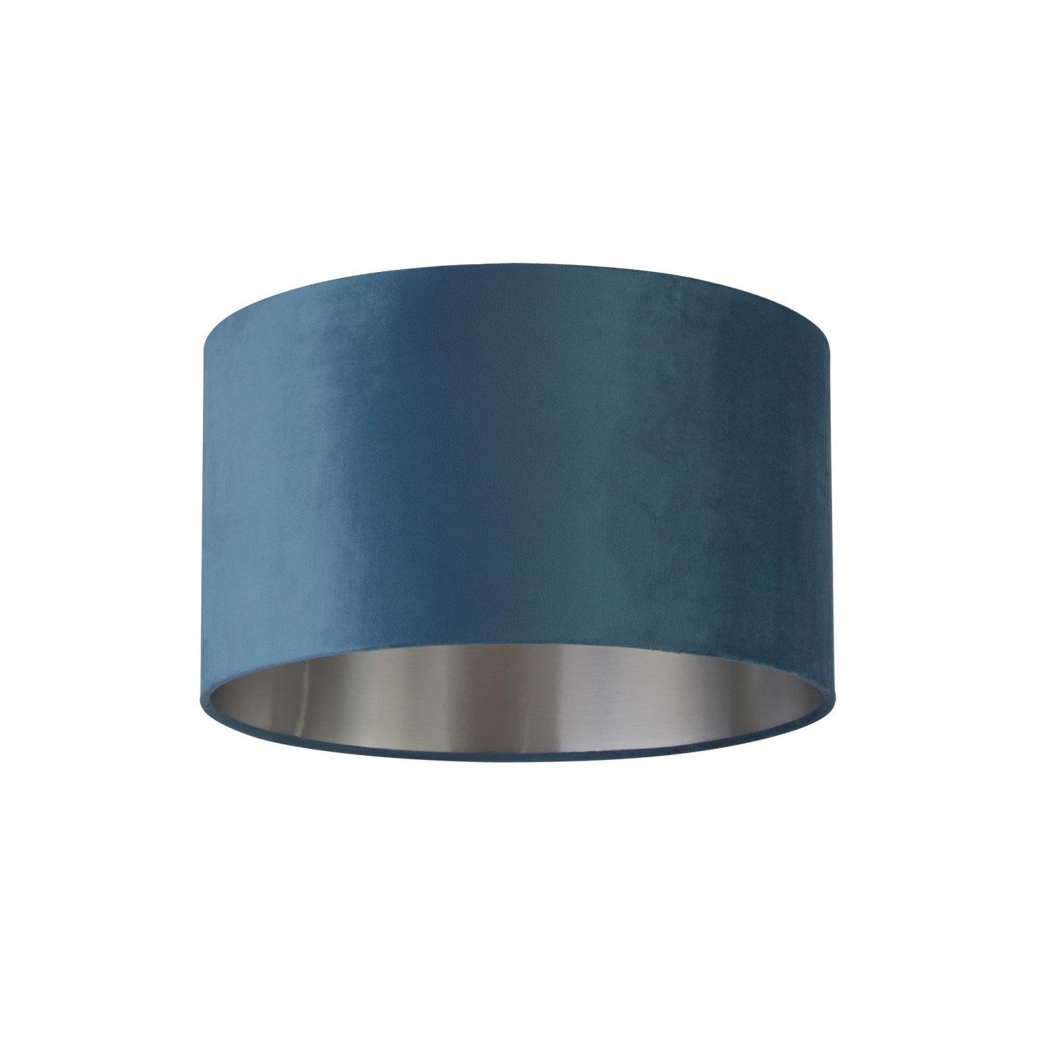 Licht-Erlebnisse Lampenschirm GIRONA, Ø 38 cm in Petrol Silber gebürstet Flur Stoff Modern