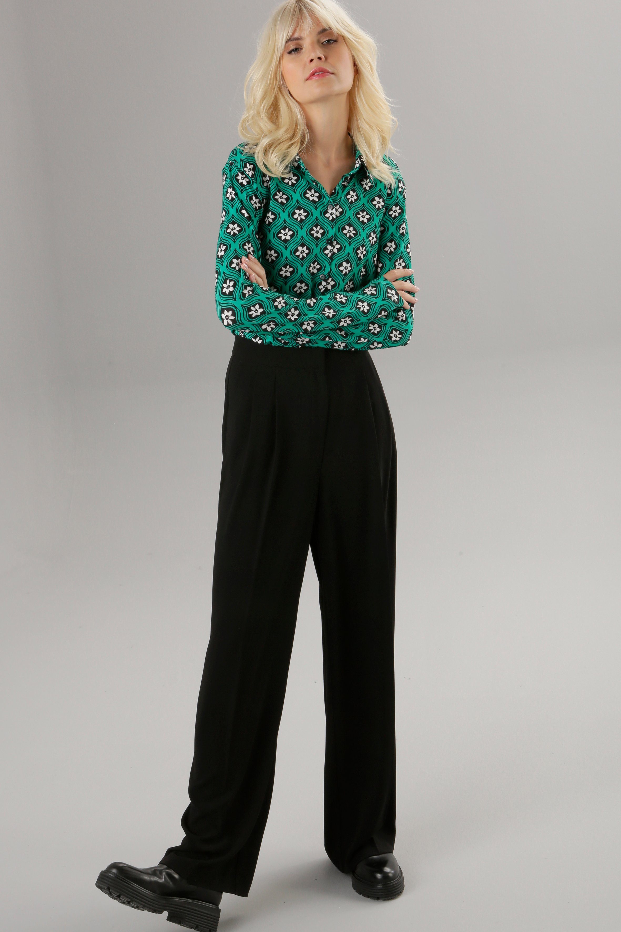 Aniston aus Jersey SELECTED elastischem Hemdbluse