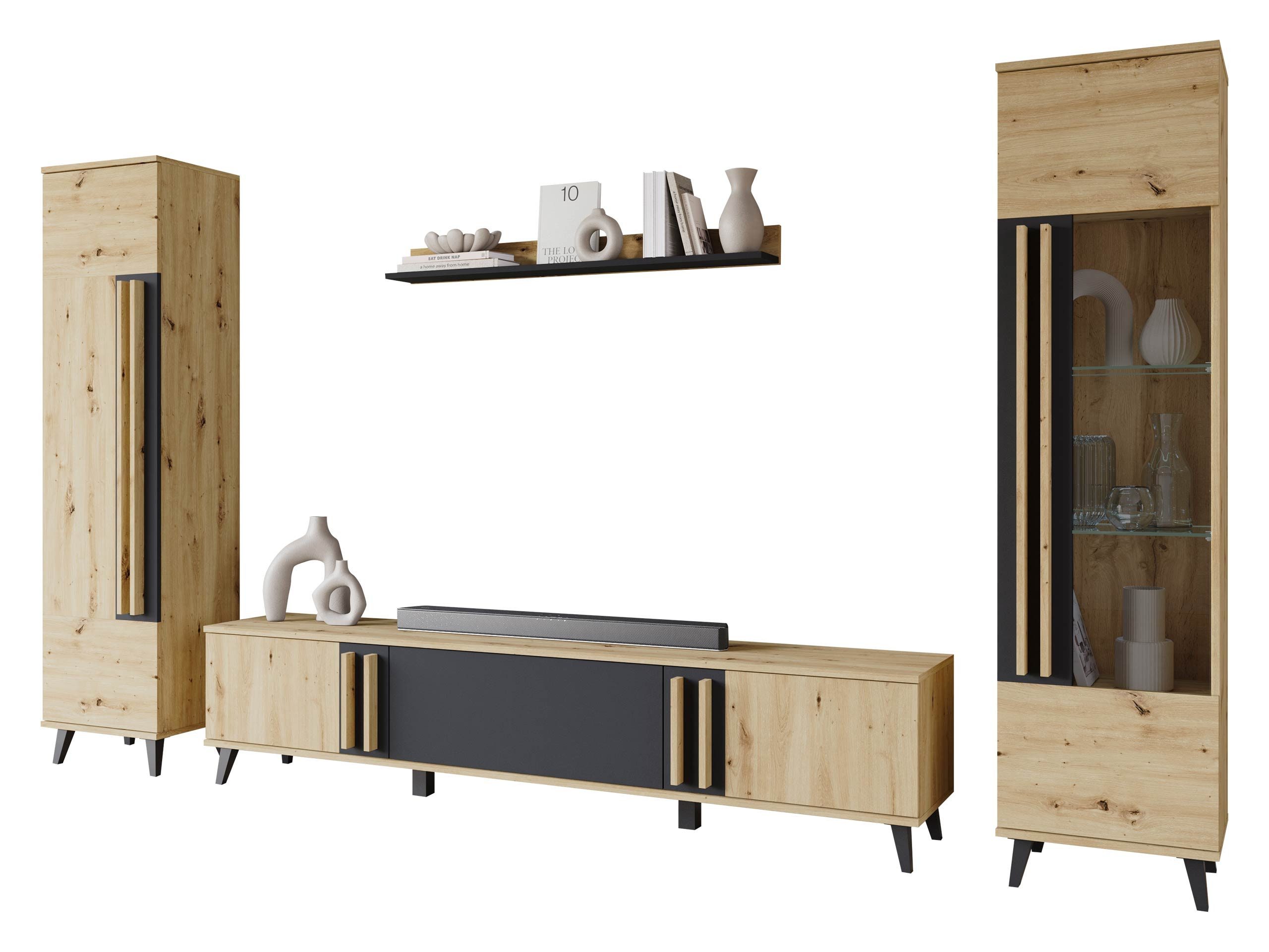MIRJAN24 Wohnwand Helsinki II, (4er-Set, Vitrine, günstig online kaufen