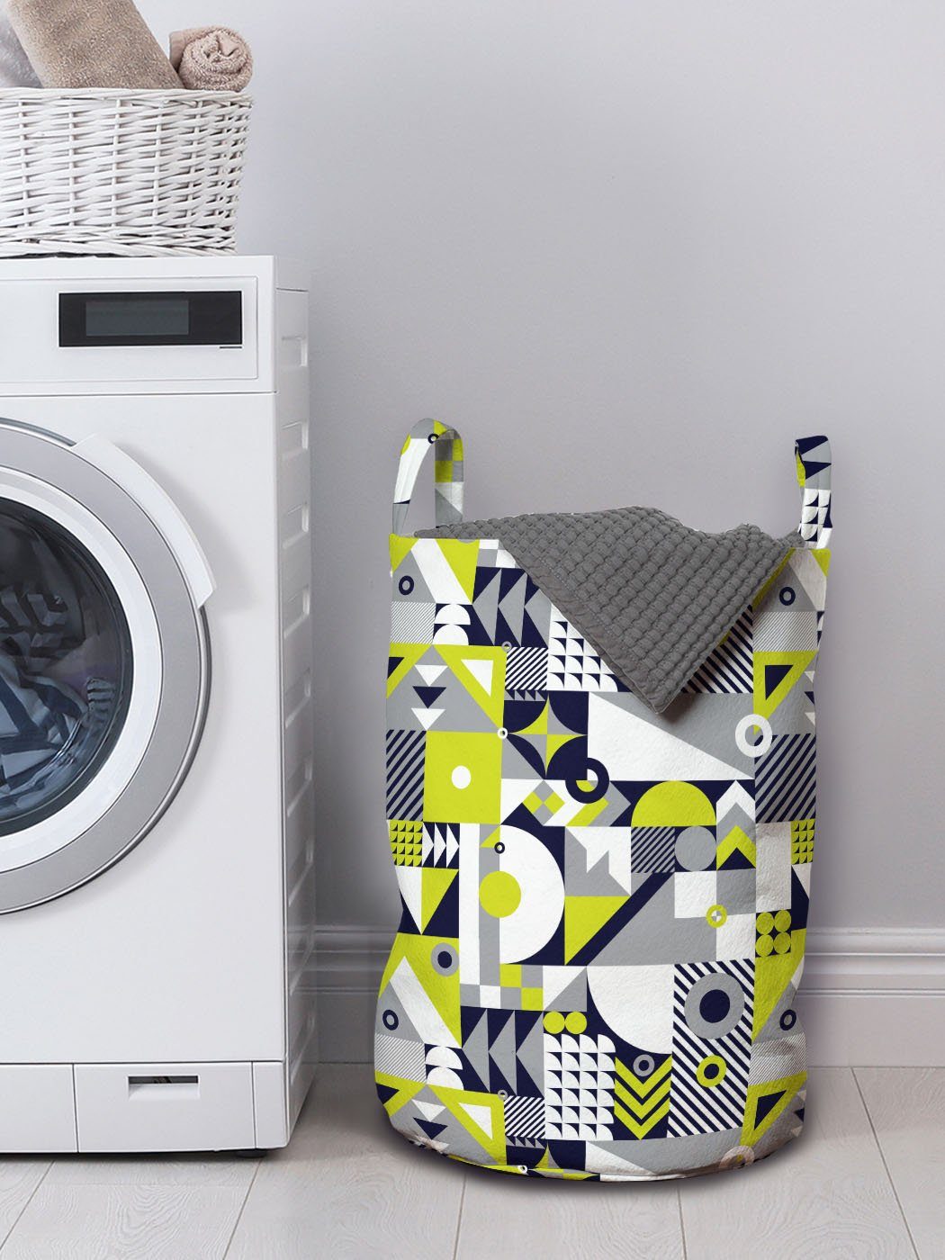 Abstrakt Griffen Mosaik Wäschesäckchen Kordelzugverschluss für Modernes Abakuhaus Waschsalons, mit Wäschekorb
