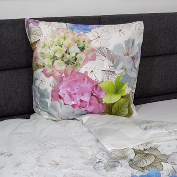 Bettwäsche Mako-Baumwolle, Traumschloss, Mako-Satin, 2 teilig, Digitaldruck, frische Blumen in lila, rosa, weiß