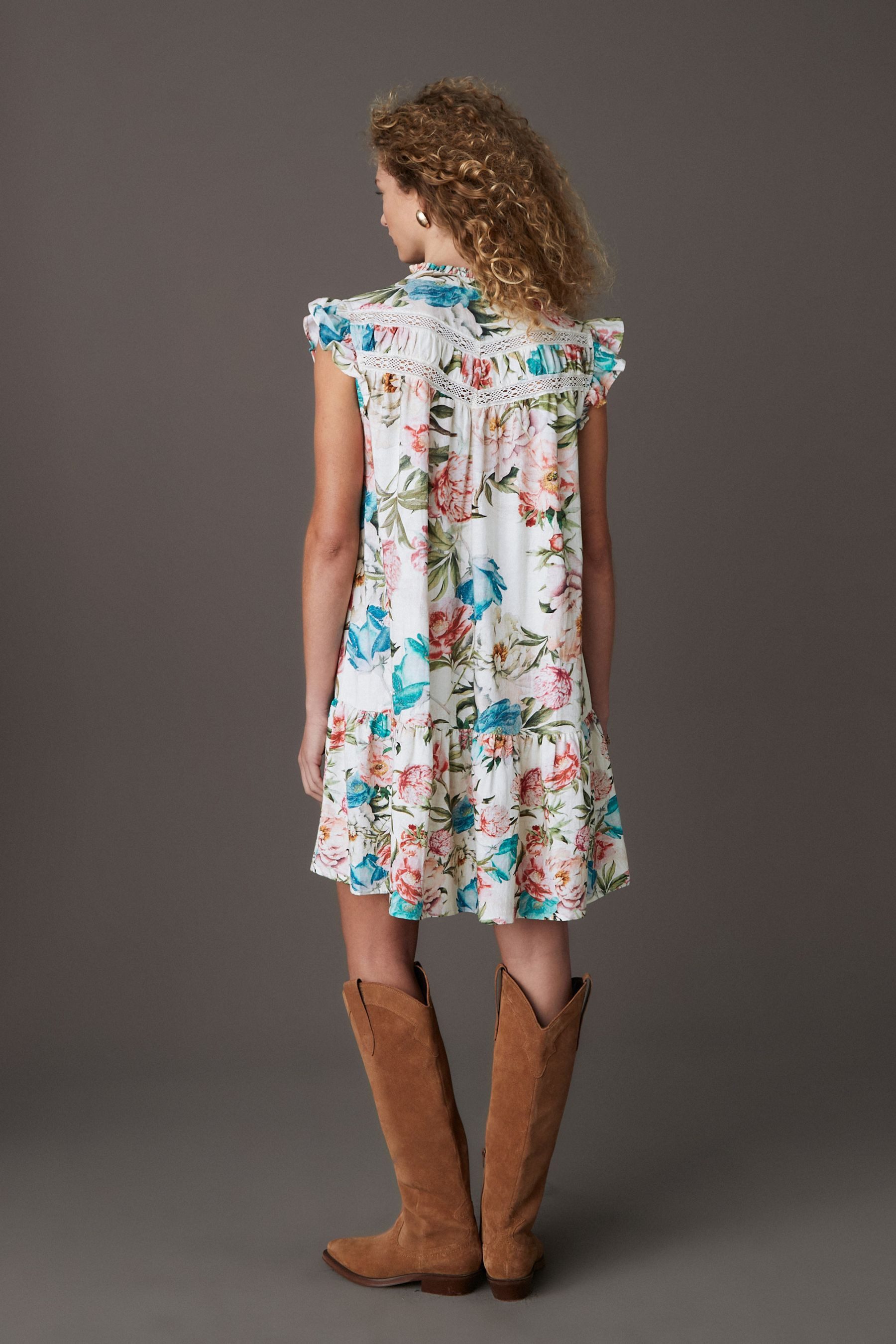 Next A-Linien-Kleid Minikleid mit Spitzeneinsatz und Leinen, Kurzgröße (1-t günstig online kaufen